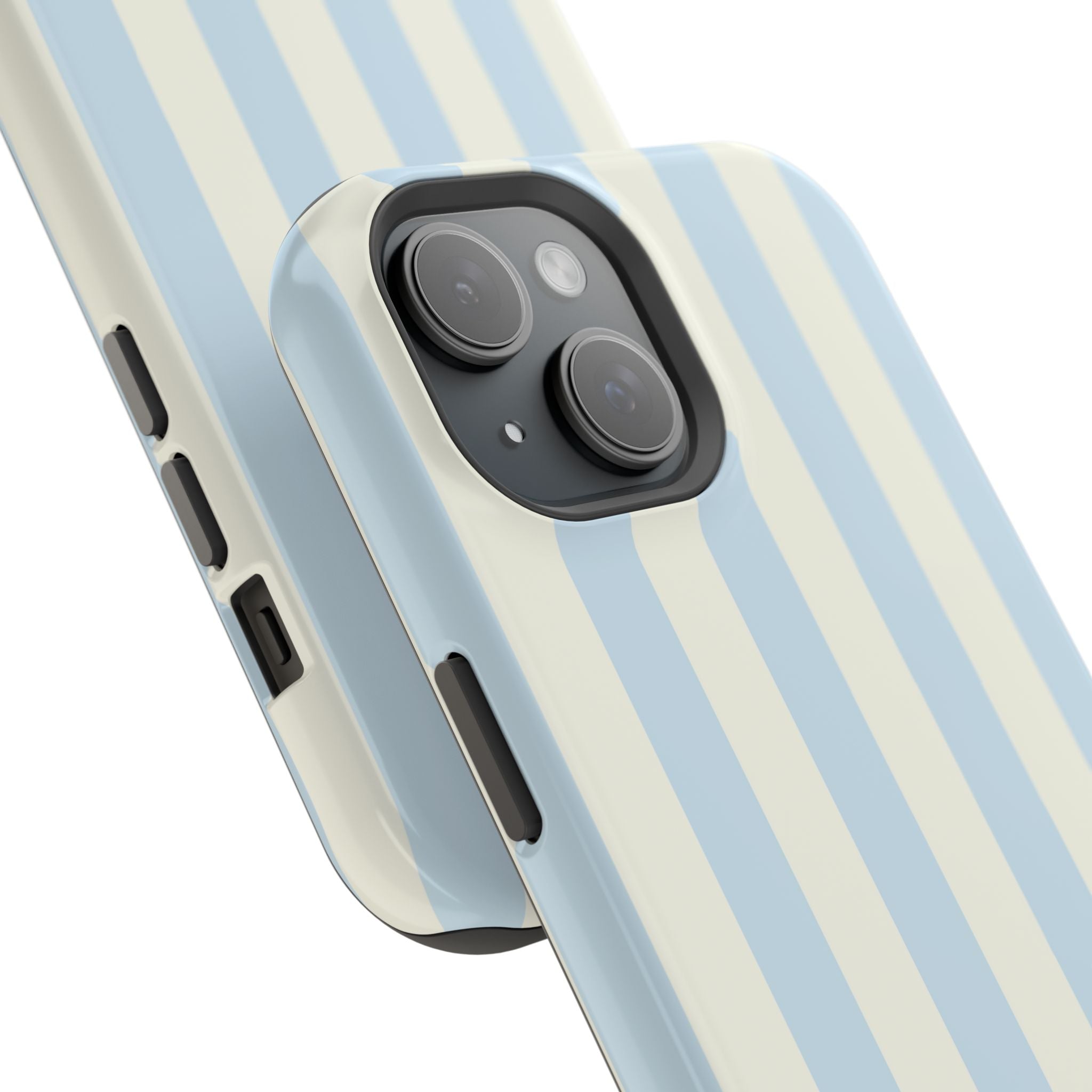 Pastel Blue & Cream Stripe Magnetic Impact-Resistant Phone Case