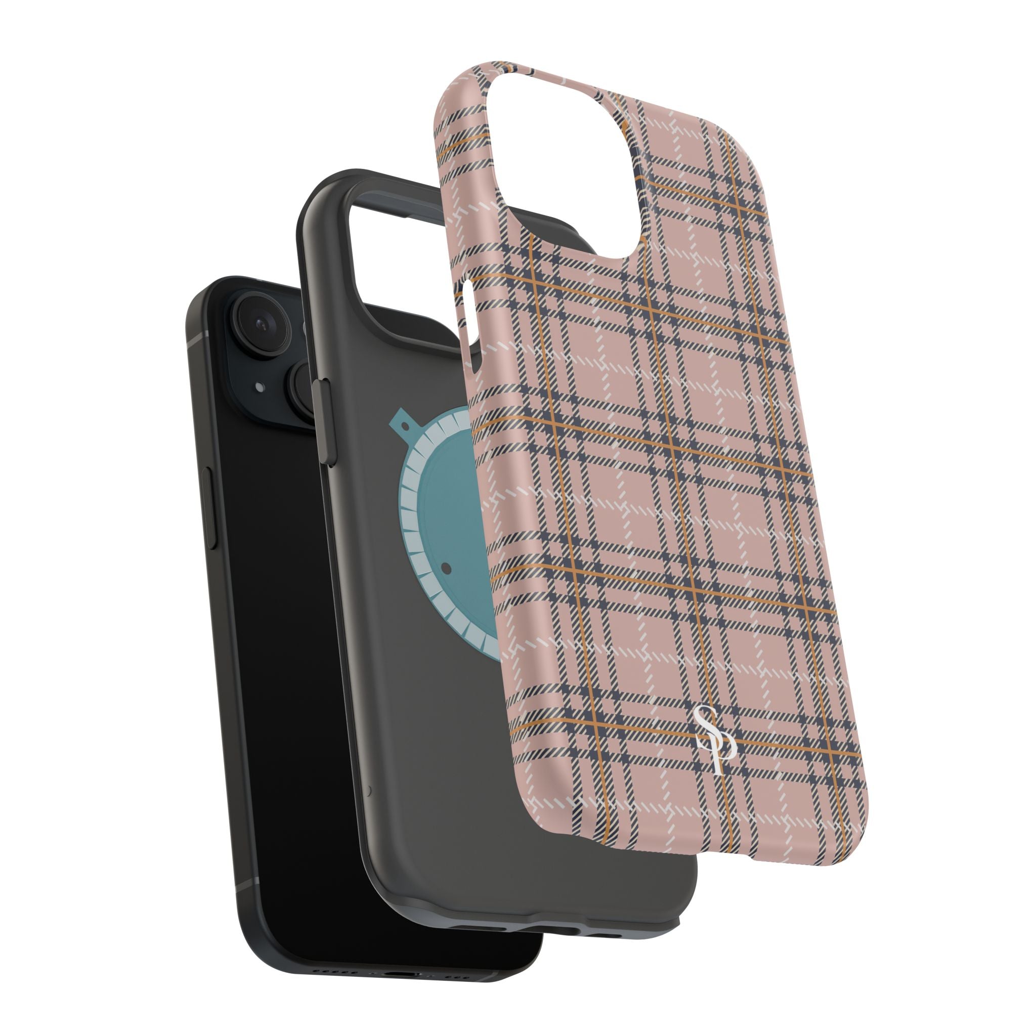 Pink Plaid Magnetic Impact-Resistant Phone Case