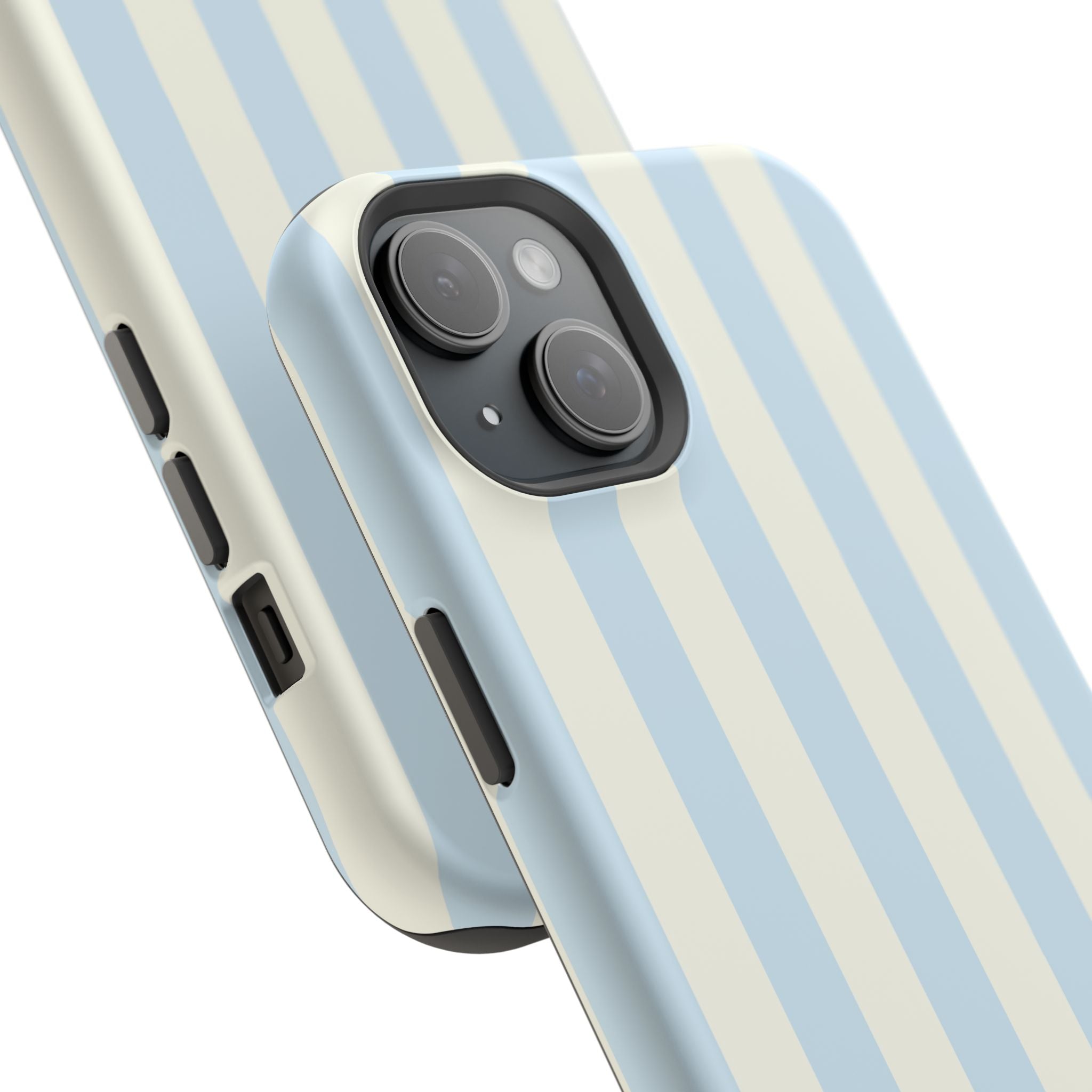 Pastel Blue & Cream Stripe Magnetic Impact-Resistant Phone Case