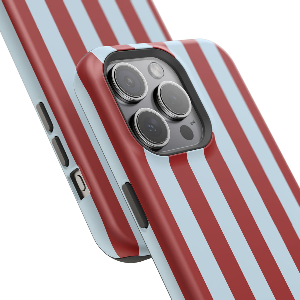 Red & Light Blue Vertical Stripe Magnetic Impact-Resistant Phone Case