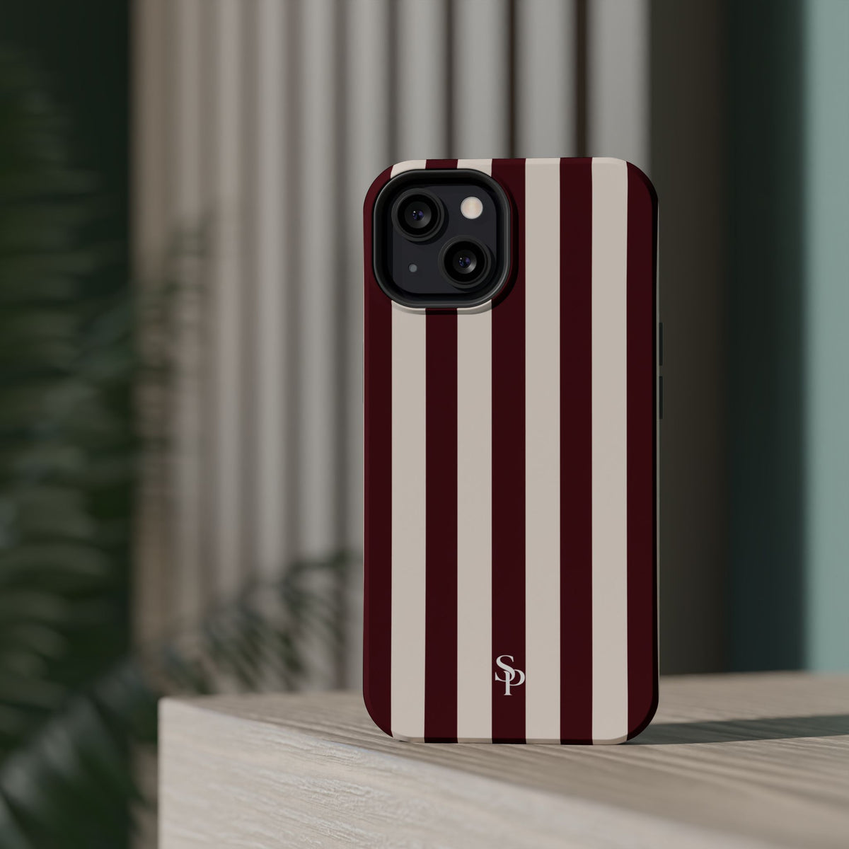 Burgundy Striped Magnetic Phone Case