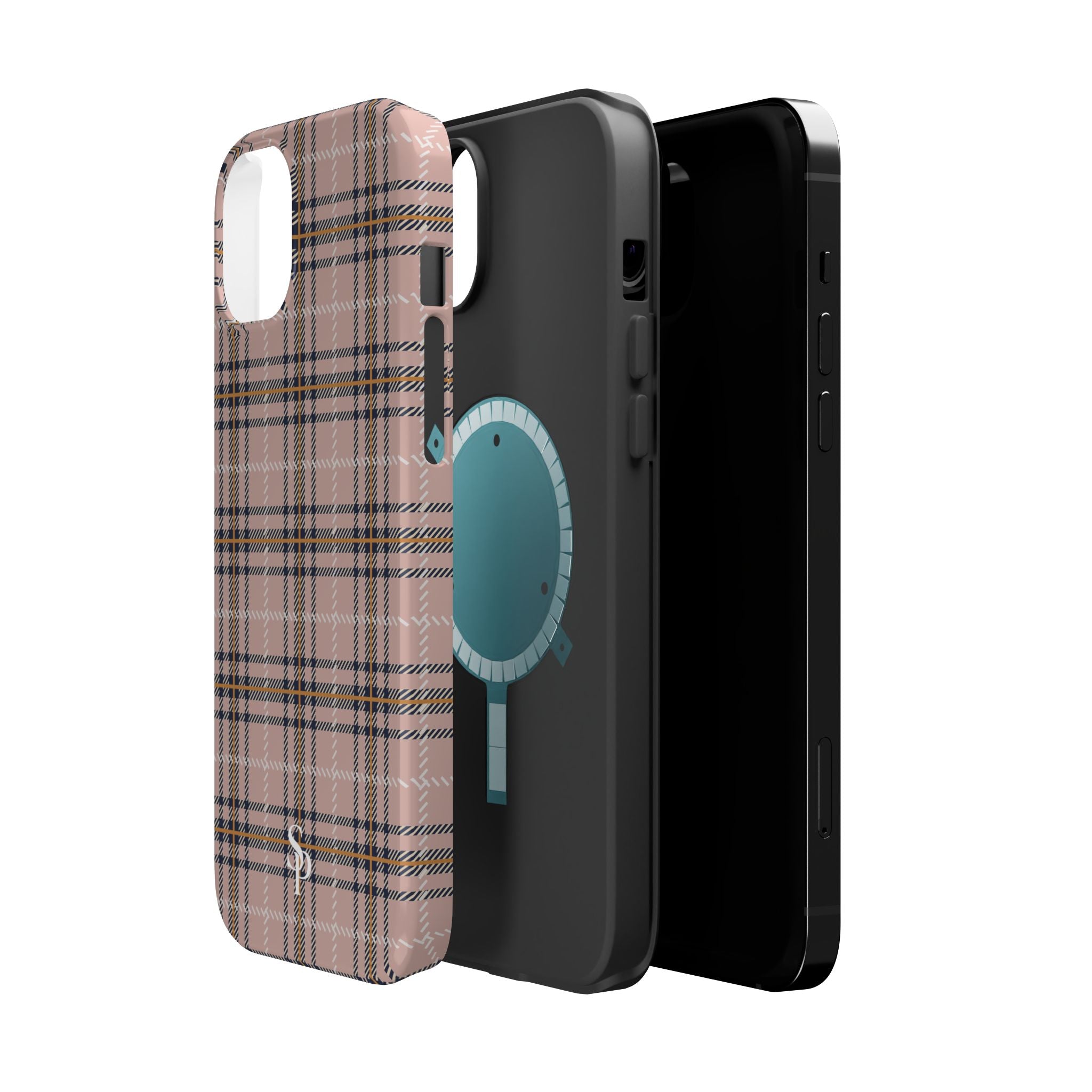 Pink Plaid Magnetic Impact-Resistant Phone Case