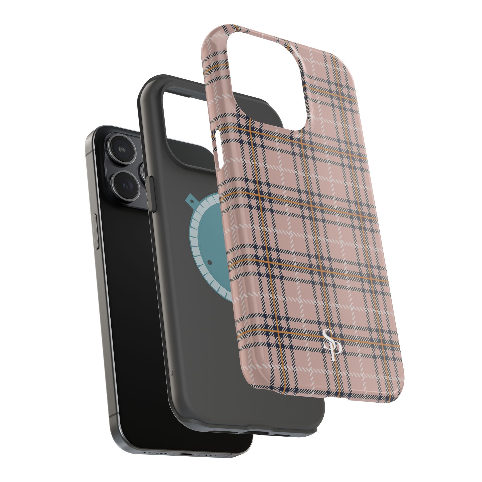 Pink Plaid Magnetic Impact-Resistant Phone Case