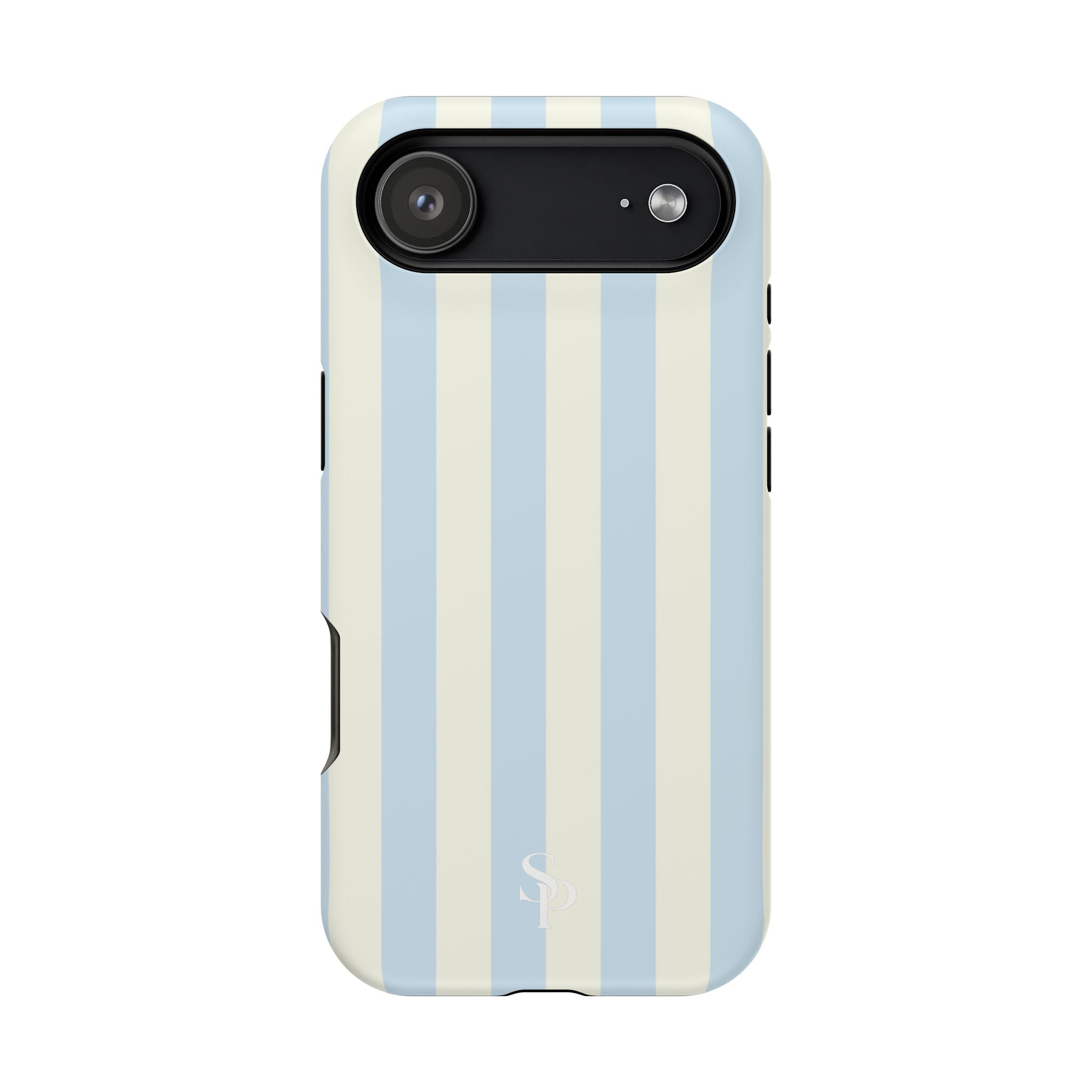 Pastel Blue & Cream Stripe Magnetic Impact-Resistant Phone Case