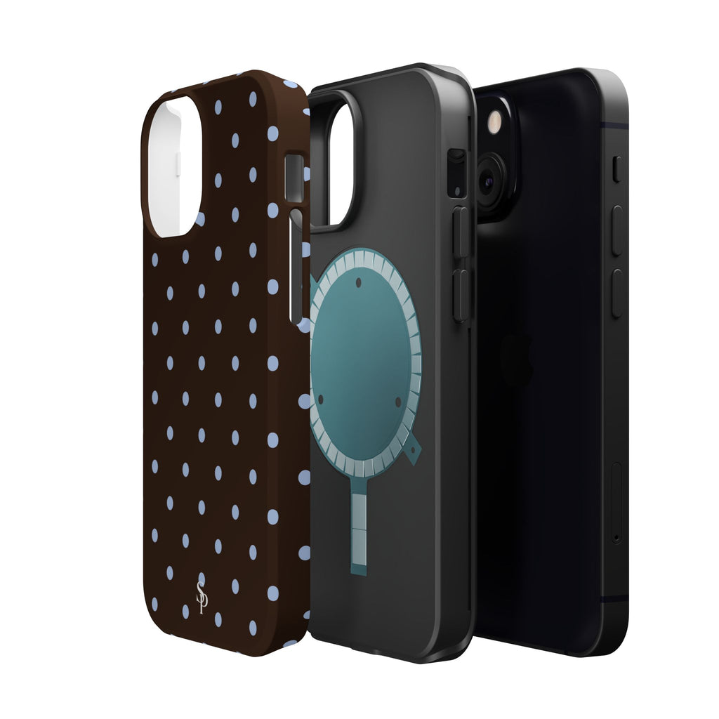 Brown & Light Blue Polka Dot Magnetic Phone Case