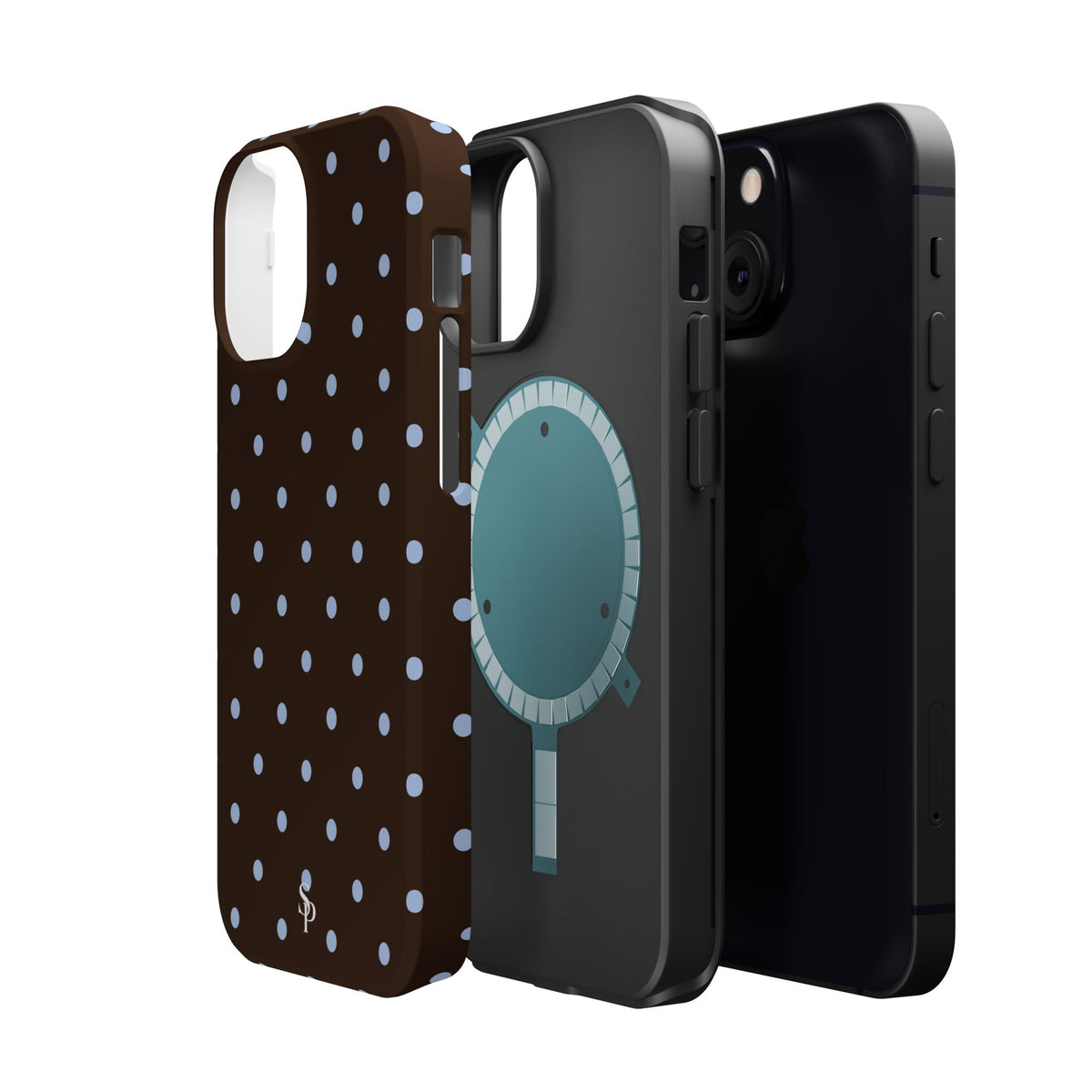 Brown & Light Blue Polka Dot Magnetic Phone Case