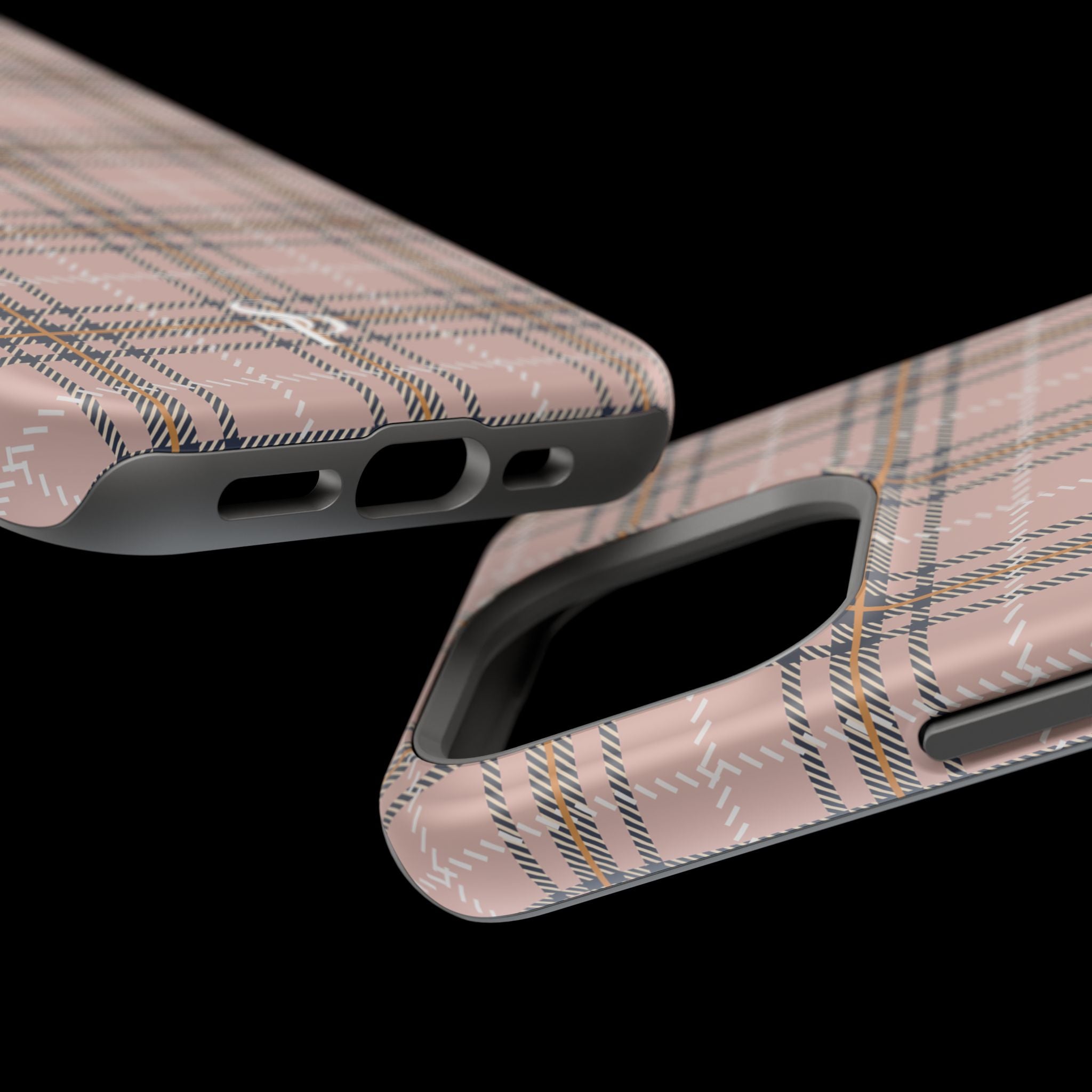 Pink Plaid Magnetic Impact-Resistant Phone Case