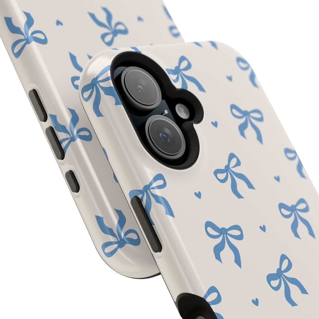 Blue Bow with Small Blue Hearts Magnetic Tough Case