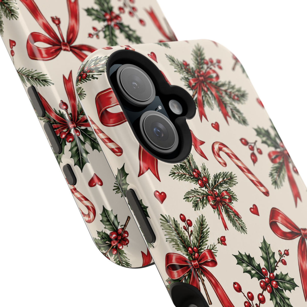 Christmas Candy Cane & Bow Magnetic Phone Case