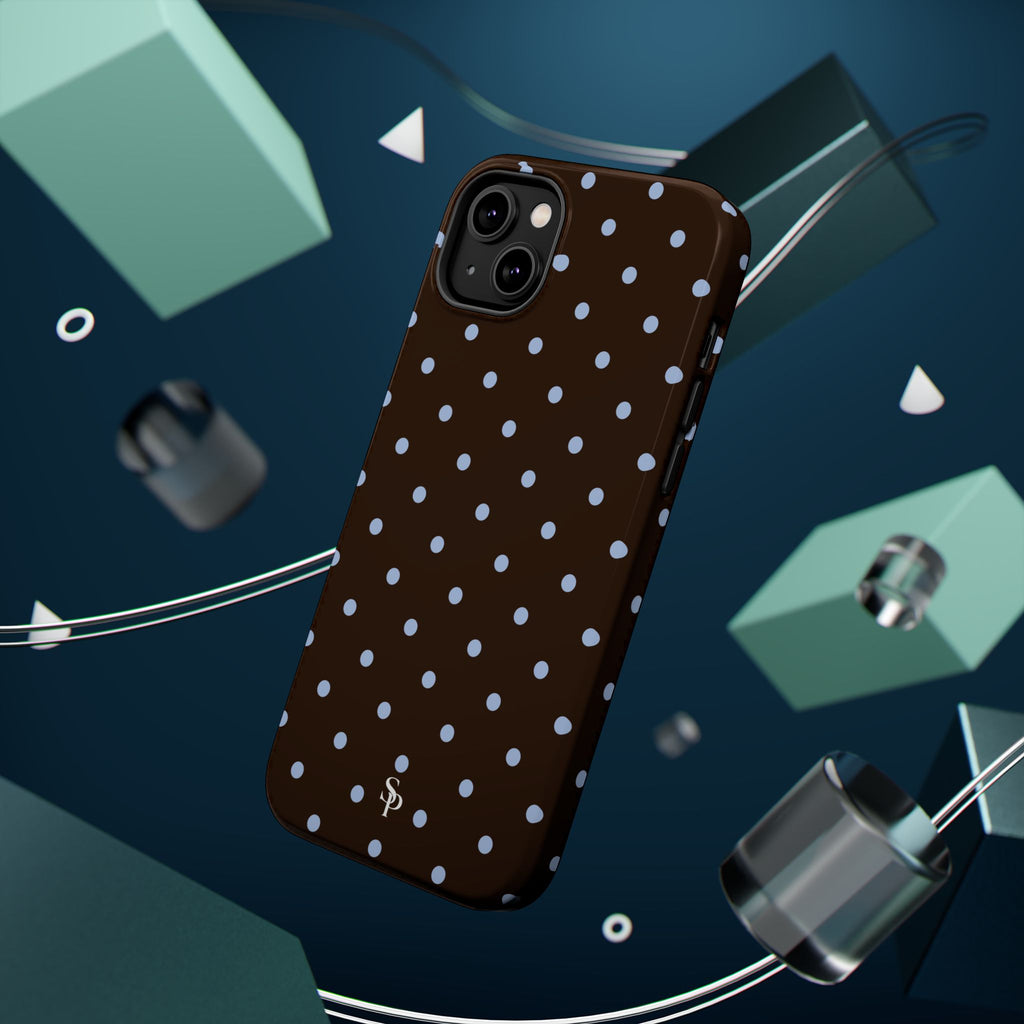 Brown & Light Blue Polka Dot Magnetic Phone Case