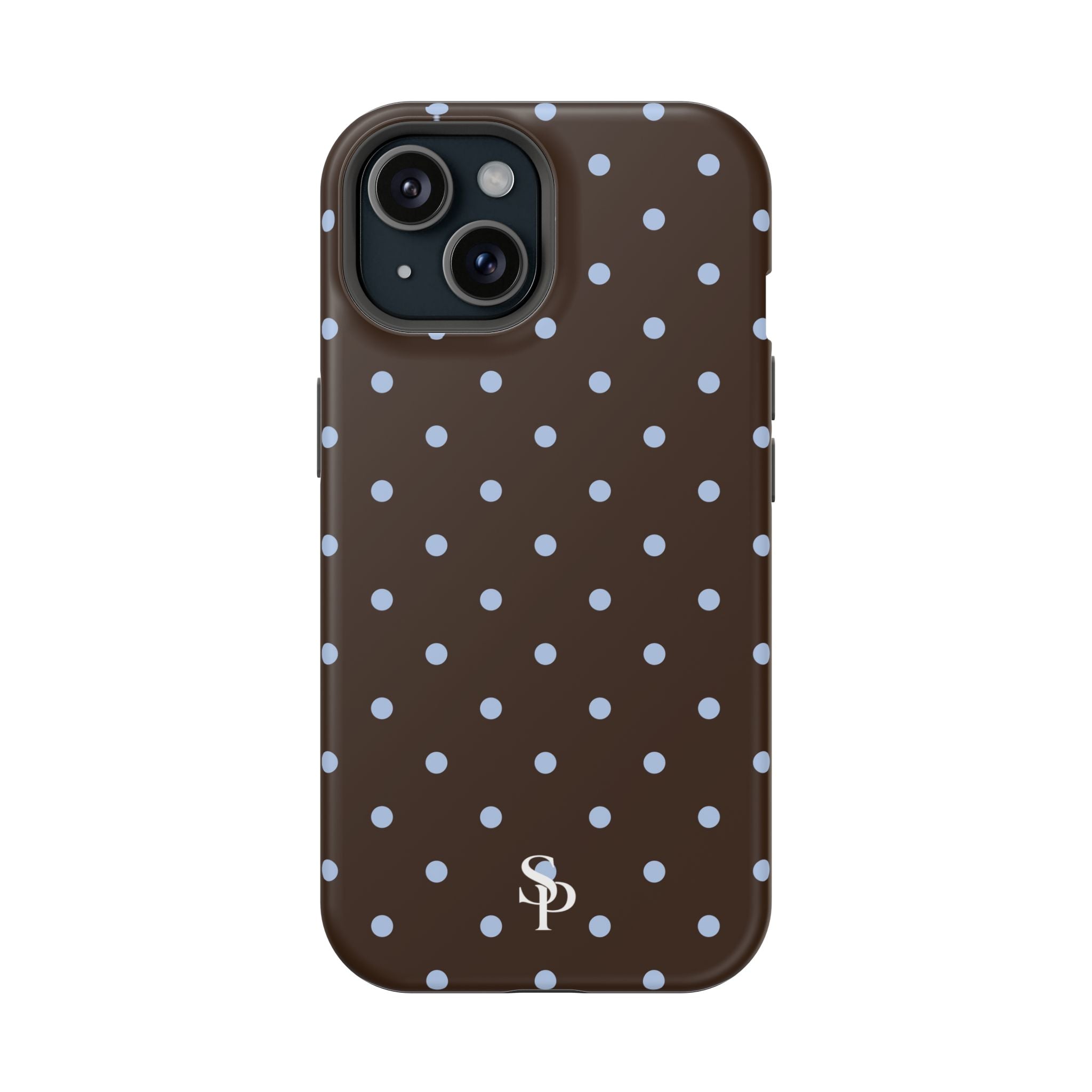 Brown & Light Blue Polka Dot Magnetic Phone Case