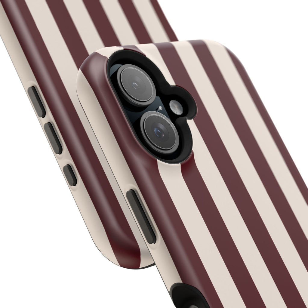 Burgundy Striped Magnetic Phone Case