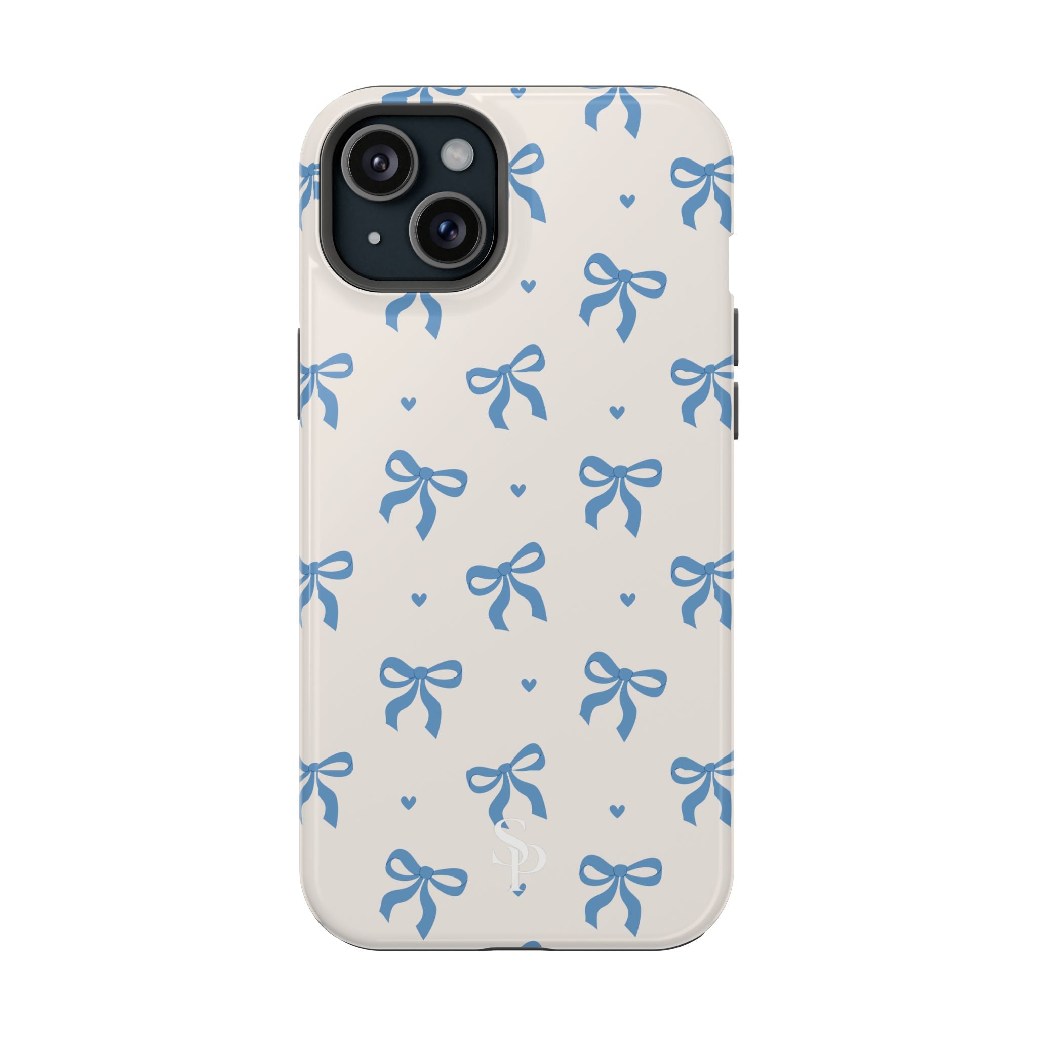 Blue Bow with Small Blue Hearts Magnetic Tough Case