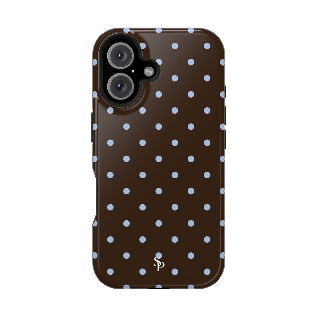 Brown & Light Blue Polka Dot Magnetic Phone Case