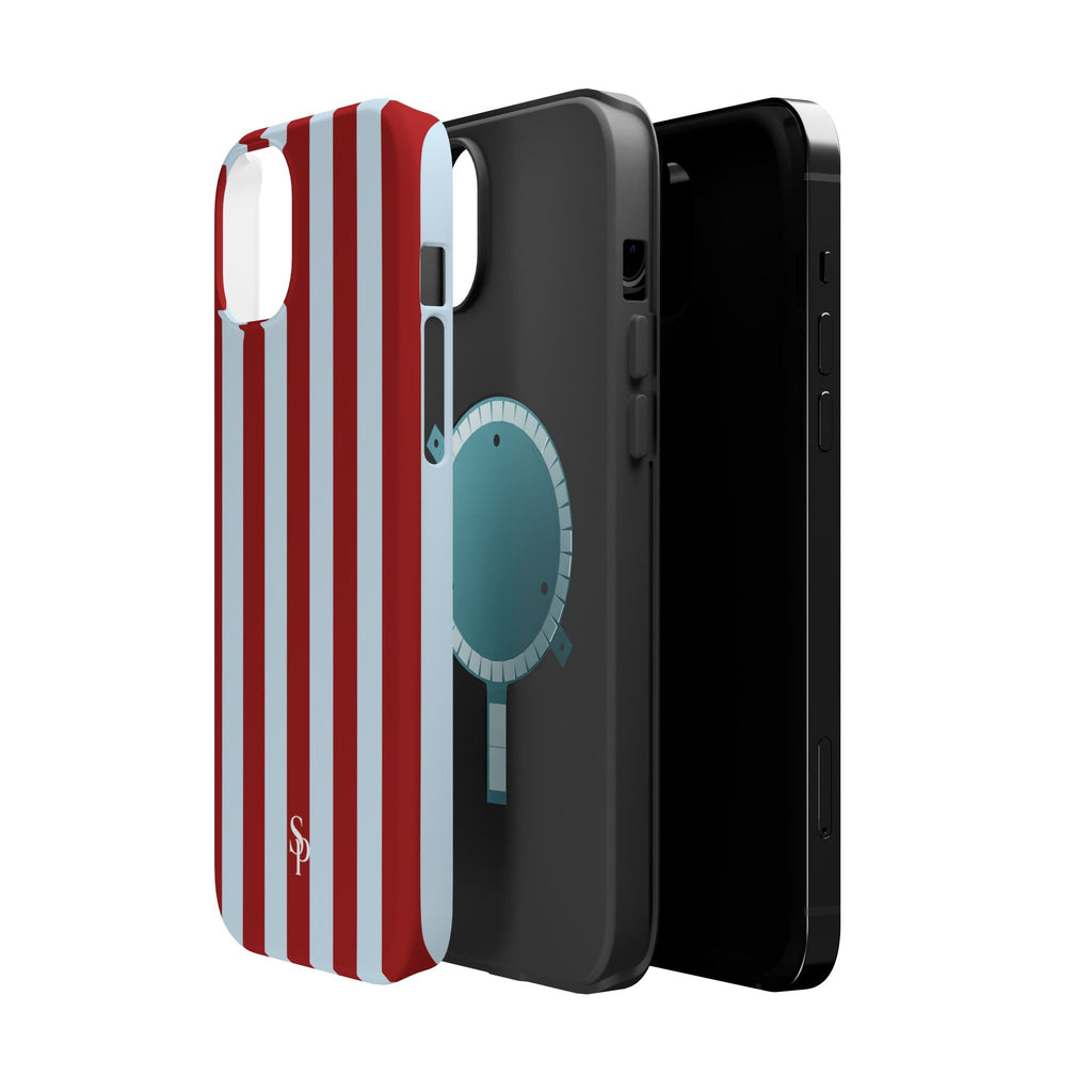 Red & Light Blue Vertical Stripe Magnetic Impact-Resistant Phone Case