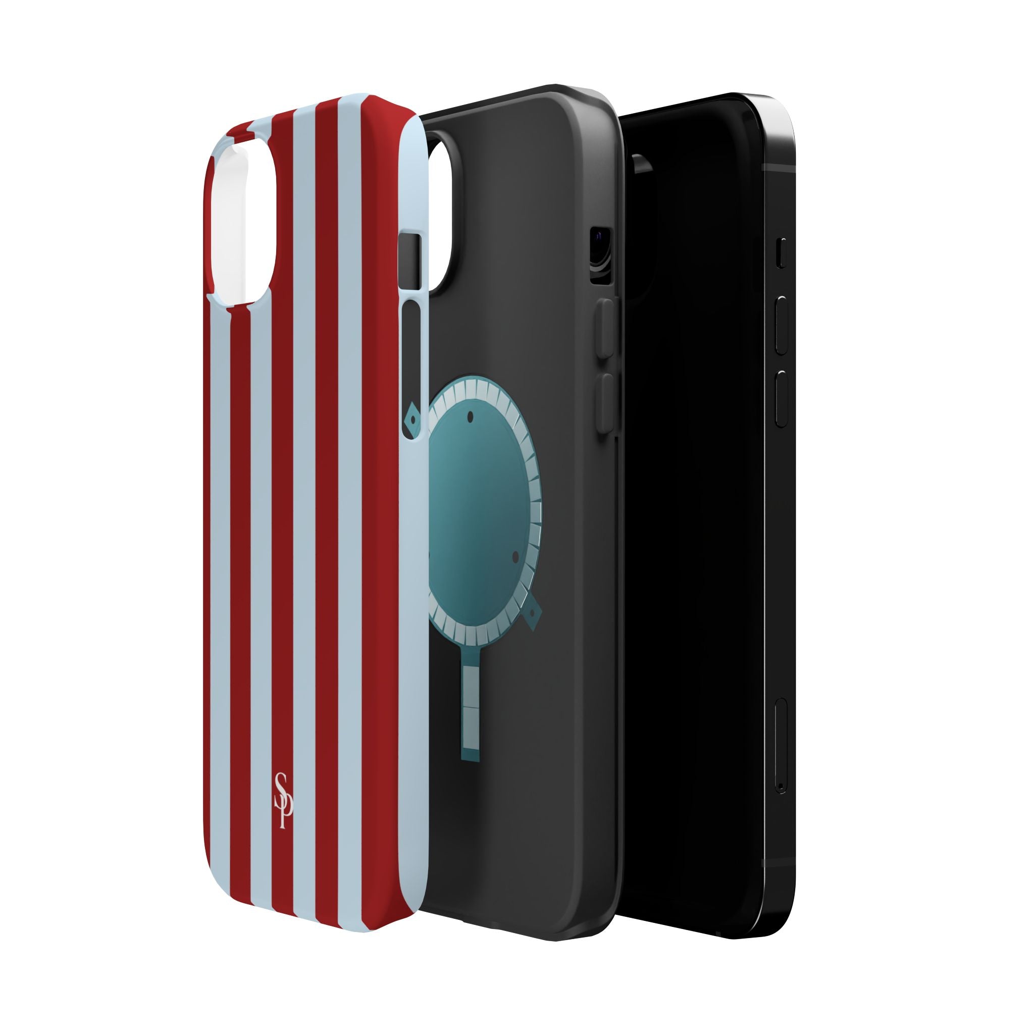 Red & Light Blue Vertical Stripe Magnetic Impact-Resistant Phone Case