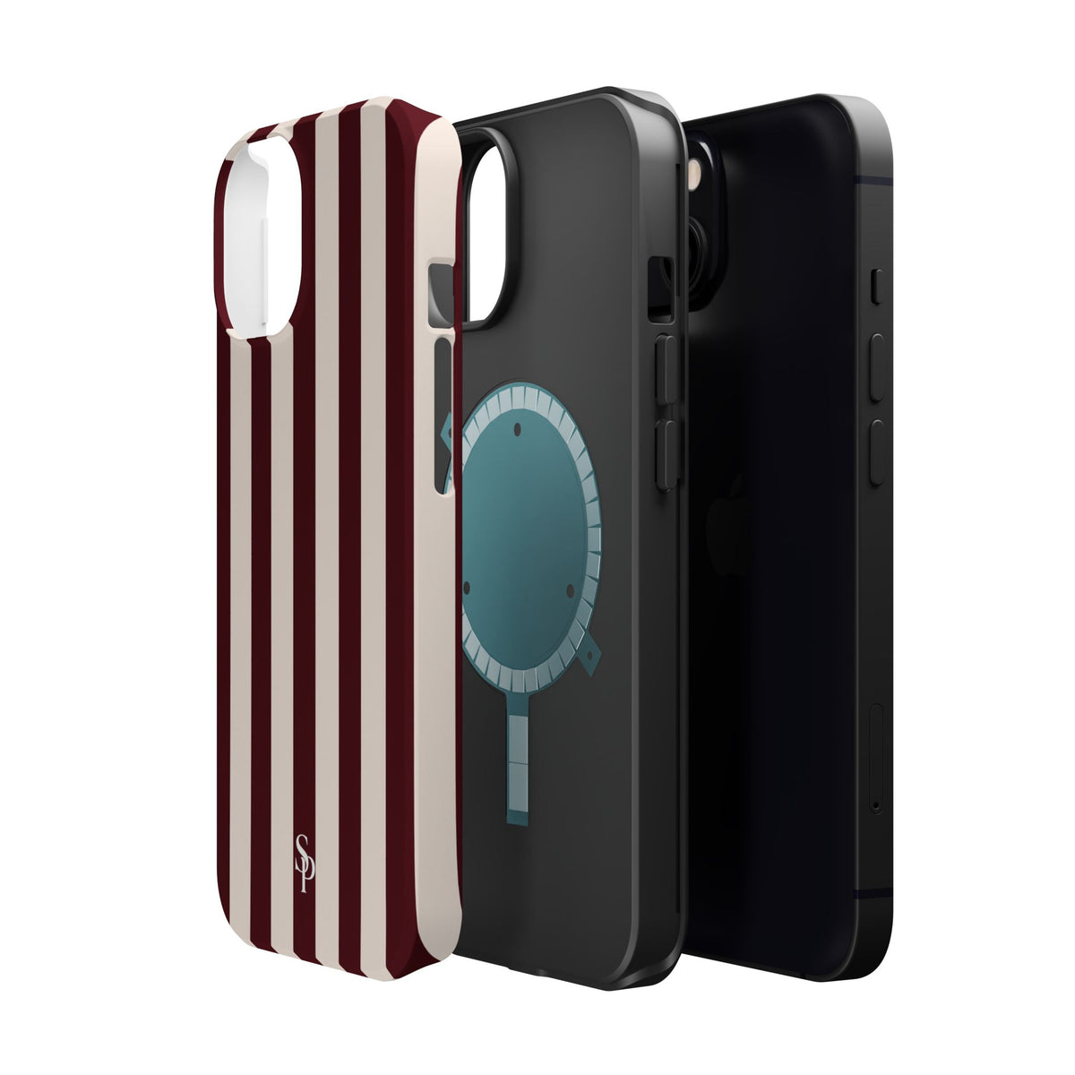 Burgundy Striped Magnetic Phone Case