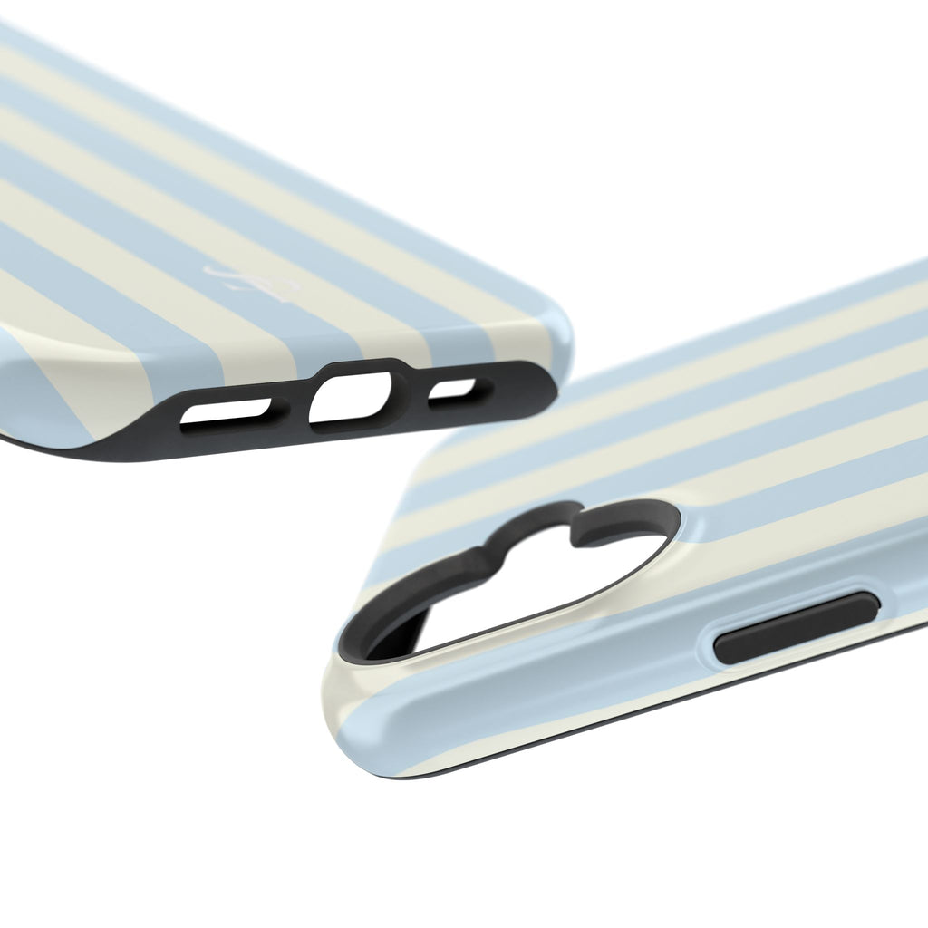 Pastel Blue & Cream Stripe Magnetic Impact-Resistant Phone Case