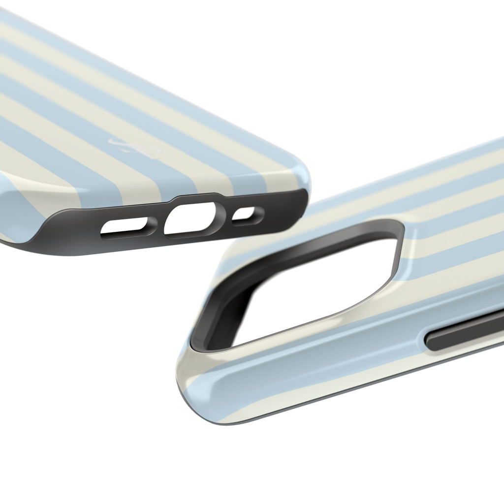 Pastel Blue & Cream Stripe Magnetic Impact-Resistant Phone Case