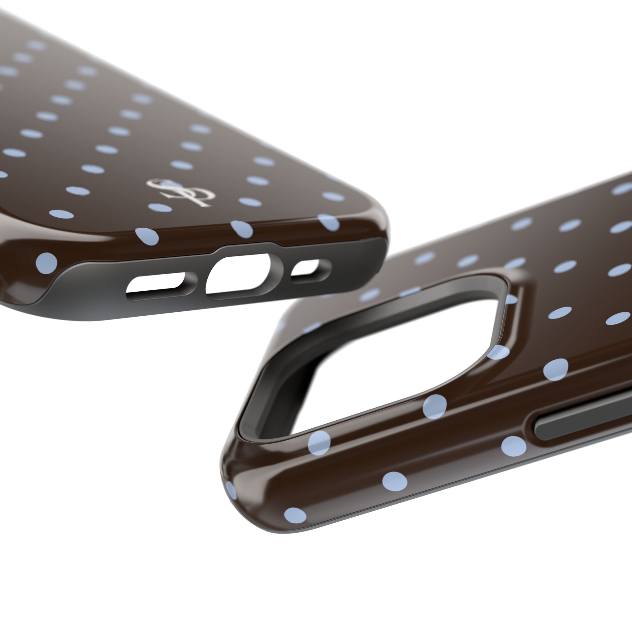 Brown & Light Blue Polka Dot Magnetic Phone Case