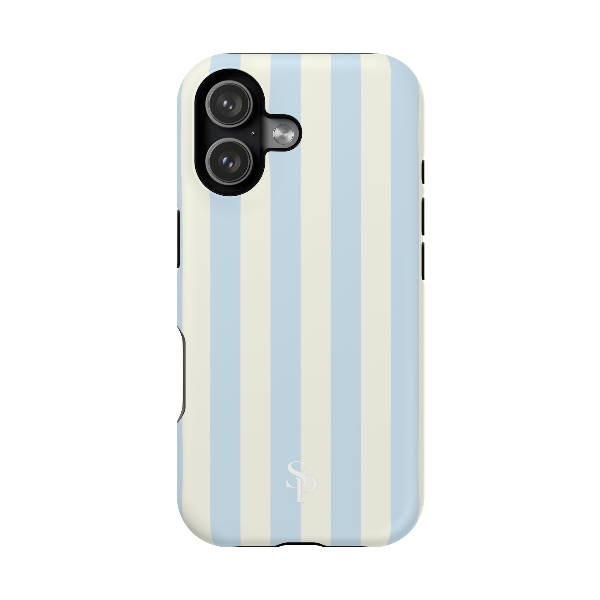 Pastel Blue & Cream Stripe Magnetic Impact-Resistant Phone Case