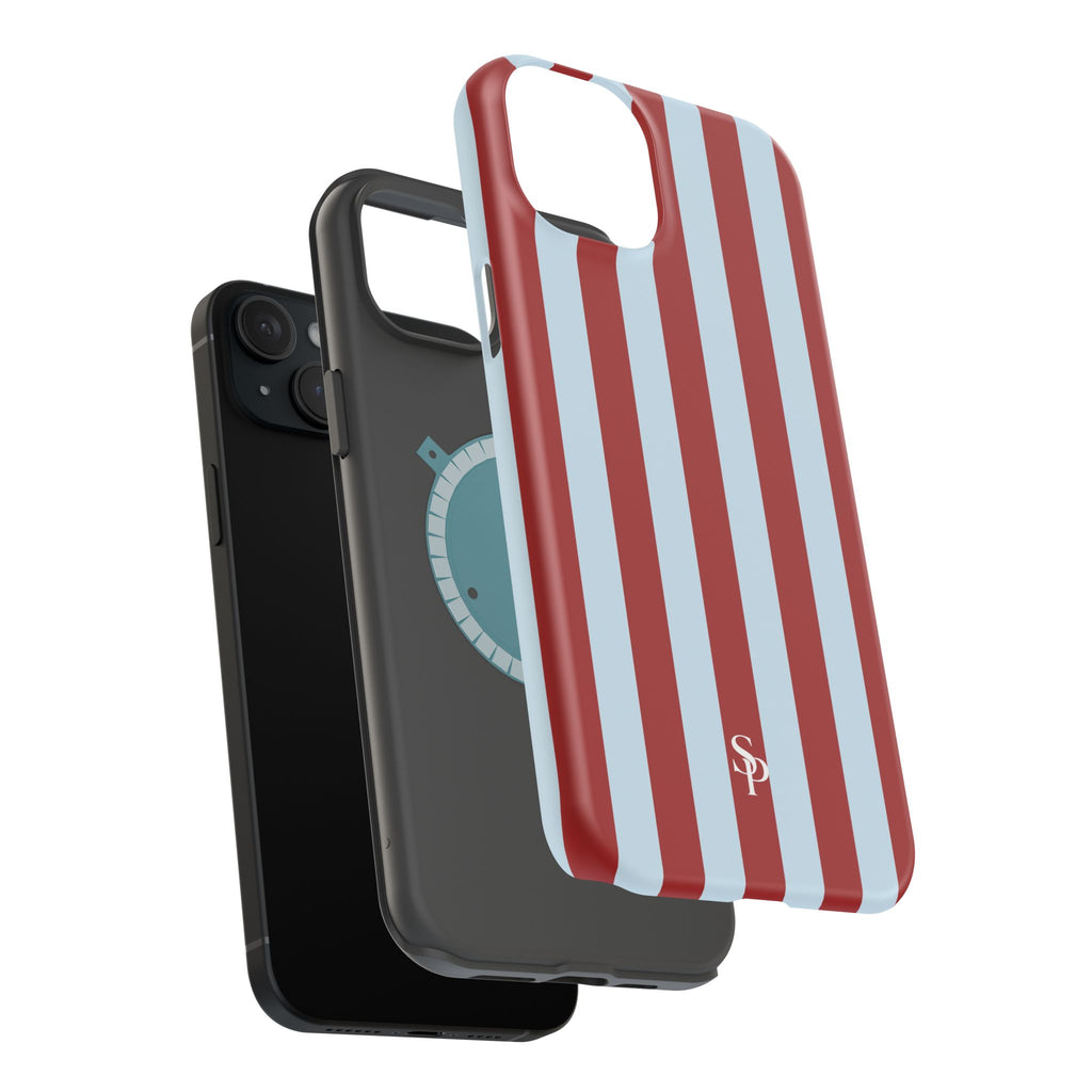 Red & Light Blue Vertical Stripe Magnetic Impact-Resistant Phone Case