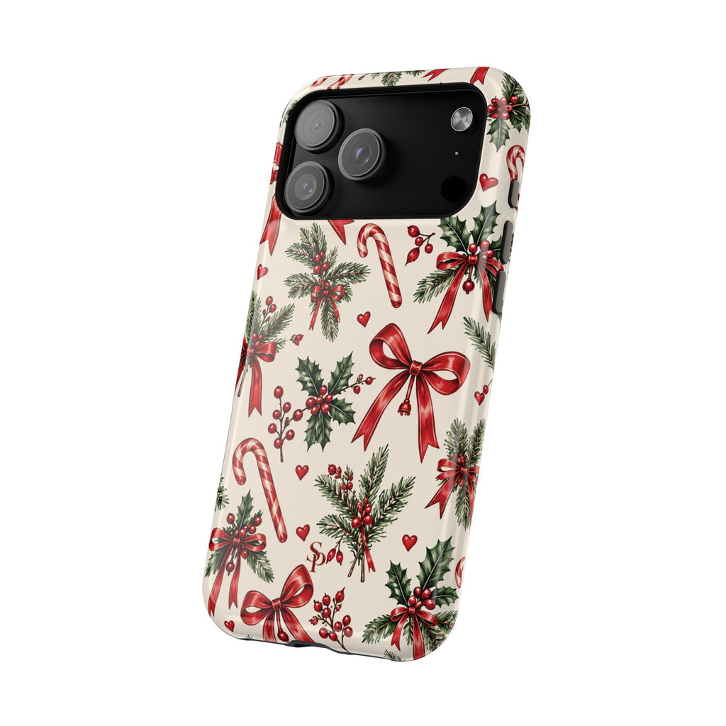 Christmas Candy Cane & Bow Magnetic Phone Case
