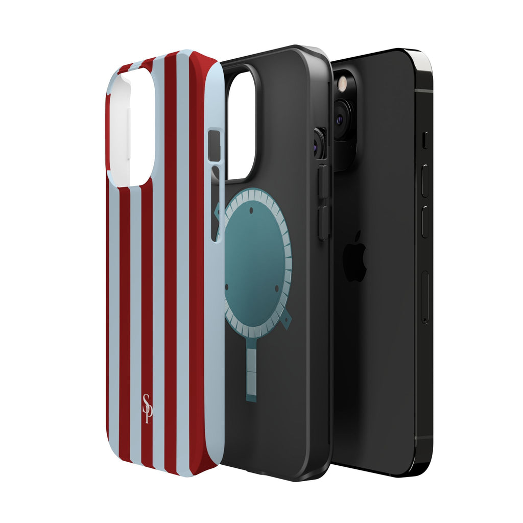 Red & Light Blue Vertical Stripe Magnetic Impact-Resistant Phone Case