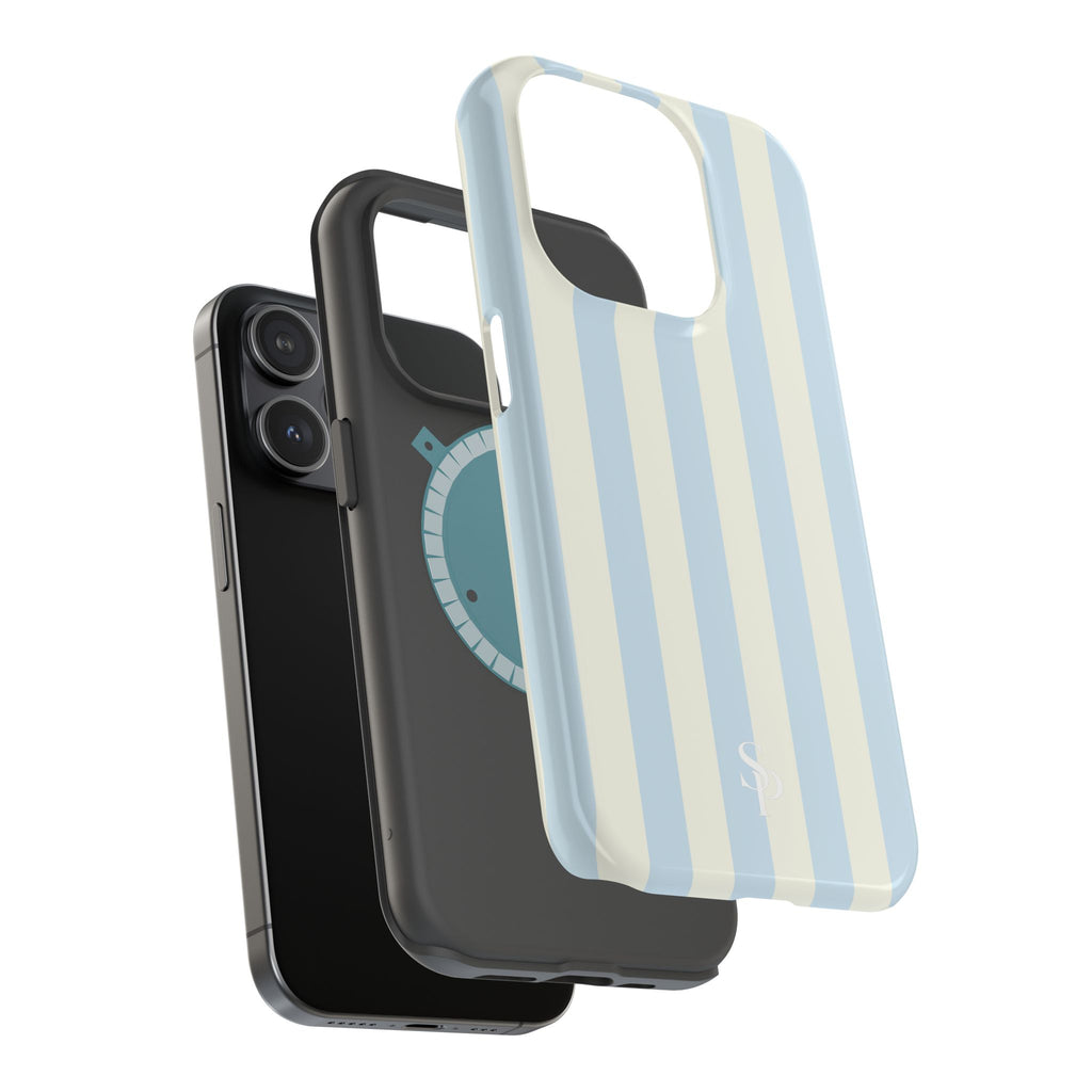Pastel Blue & Cream Stripe Magnetic Impact-Resistant Phone Case