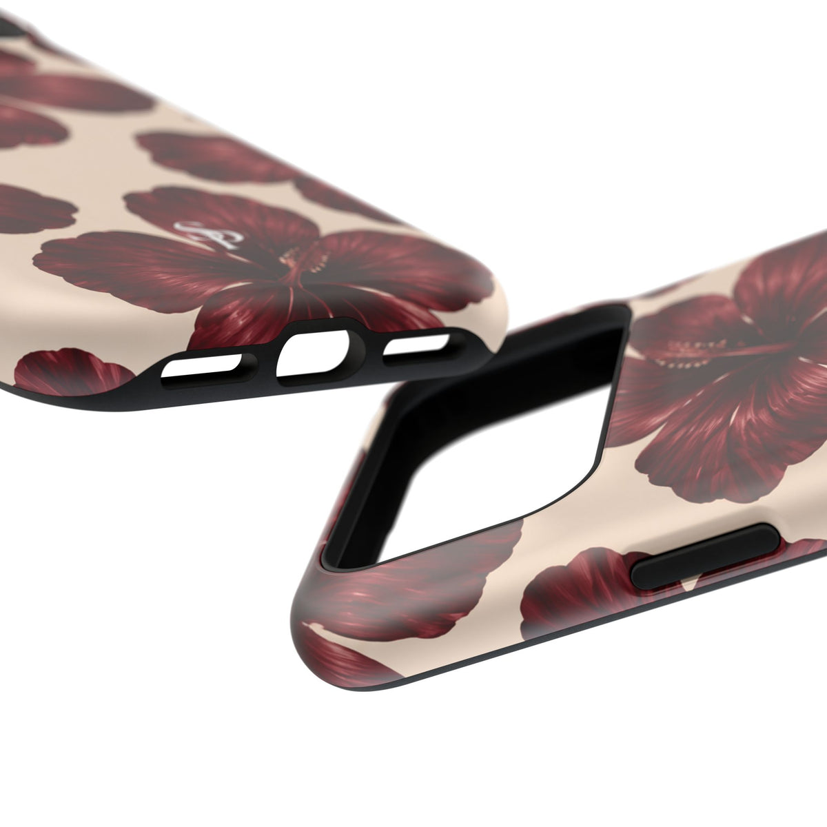 Burgundy Hibiscus Floral Magnetic Phone Case