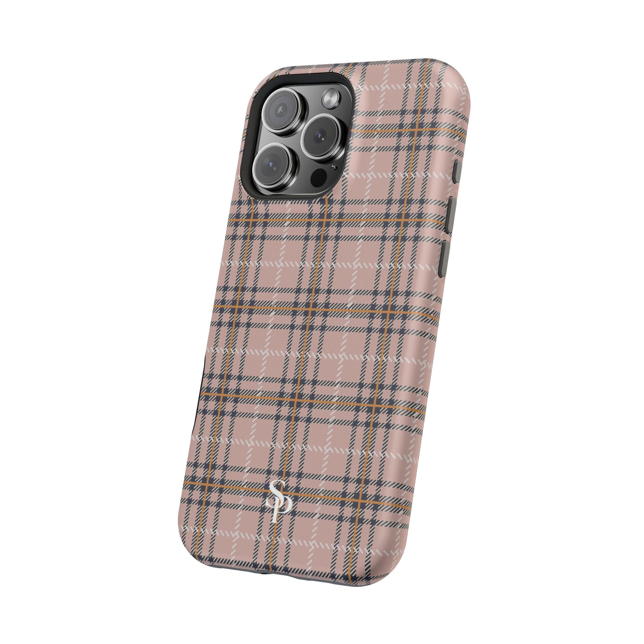 Pink Plaid Magnetic Impact-Resistant Phone Case