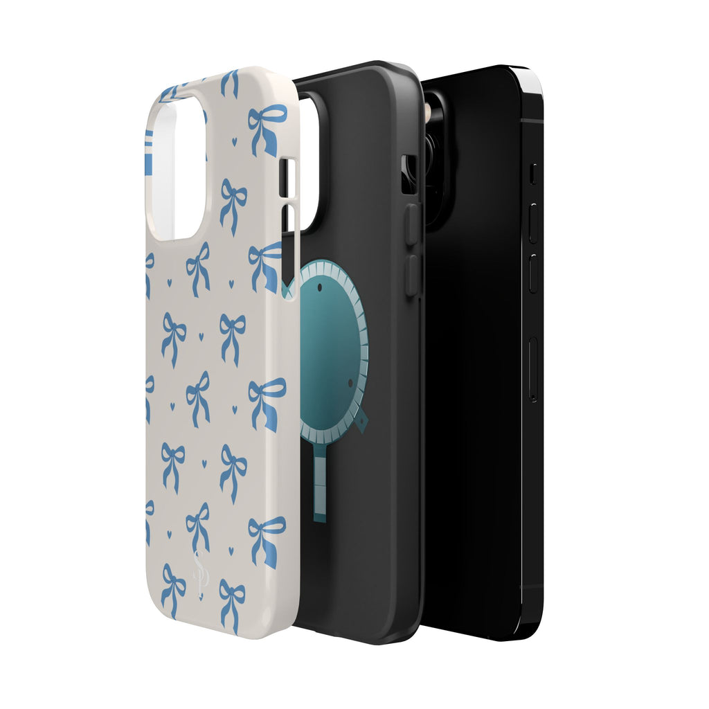Blue Bow with Small Blue Hearts Magnetic Tough Case