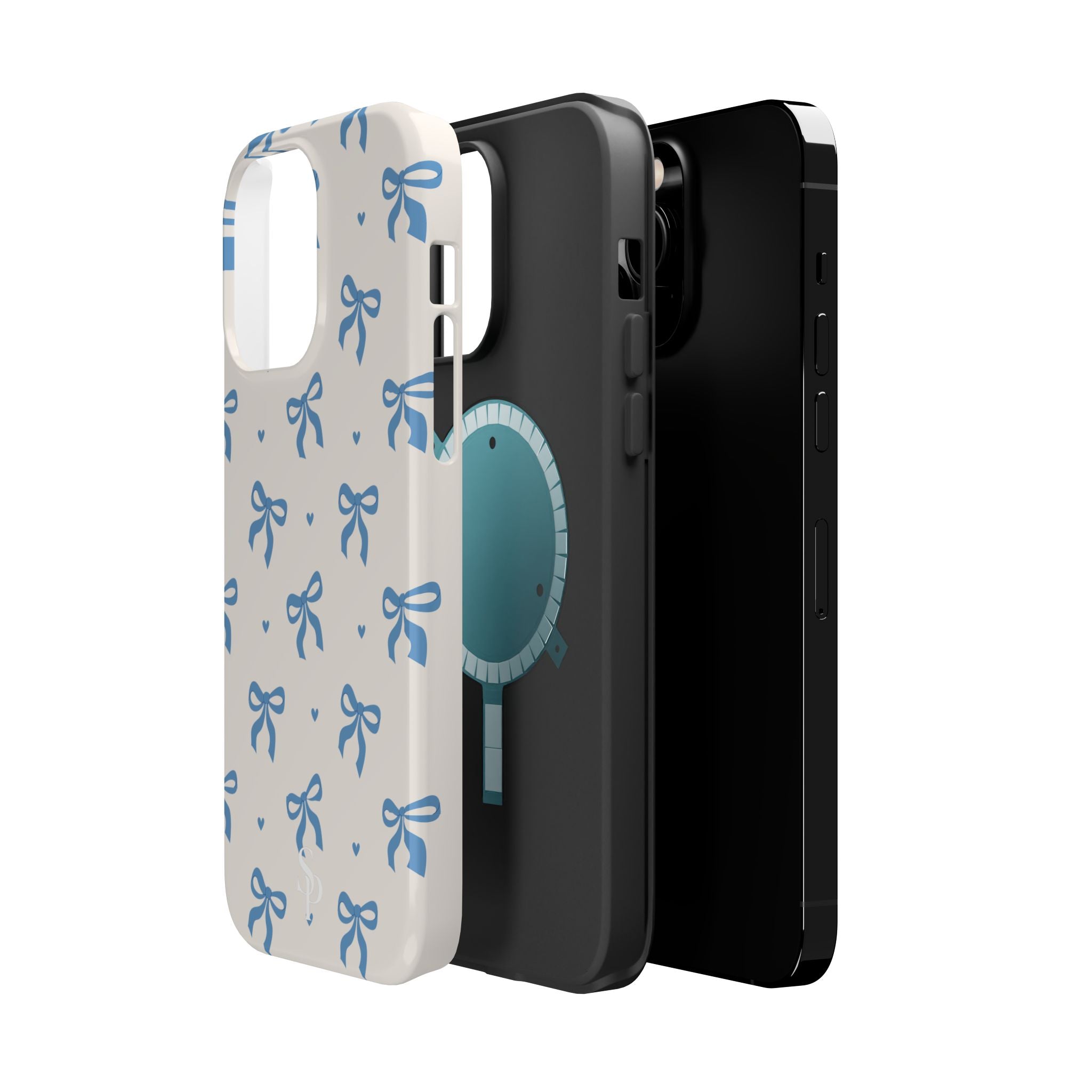 Blue Bow with Small Blue Hearts Magnetic Tough Case