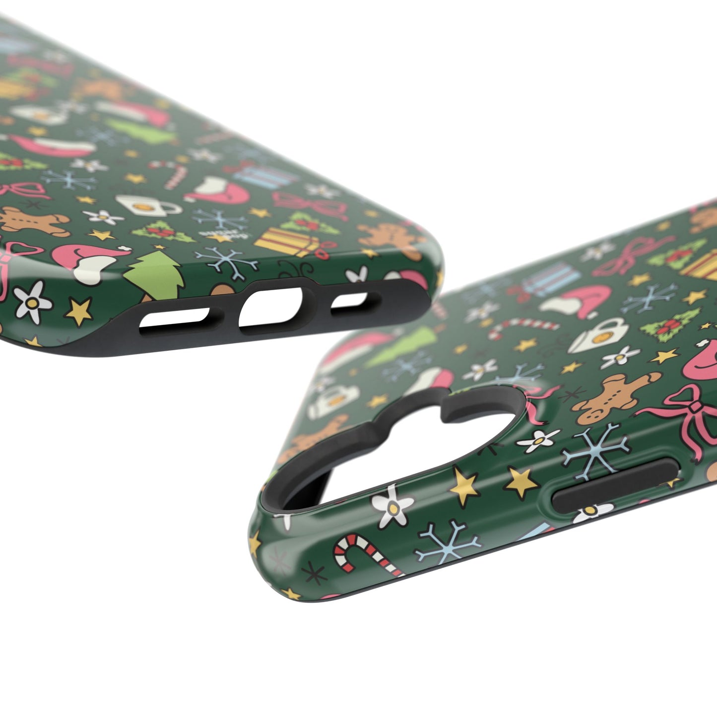 Green Festive Holiday Phone Case - Impact-Resistant Design for Christmas Cheer