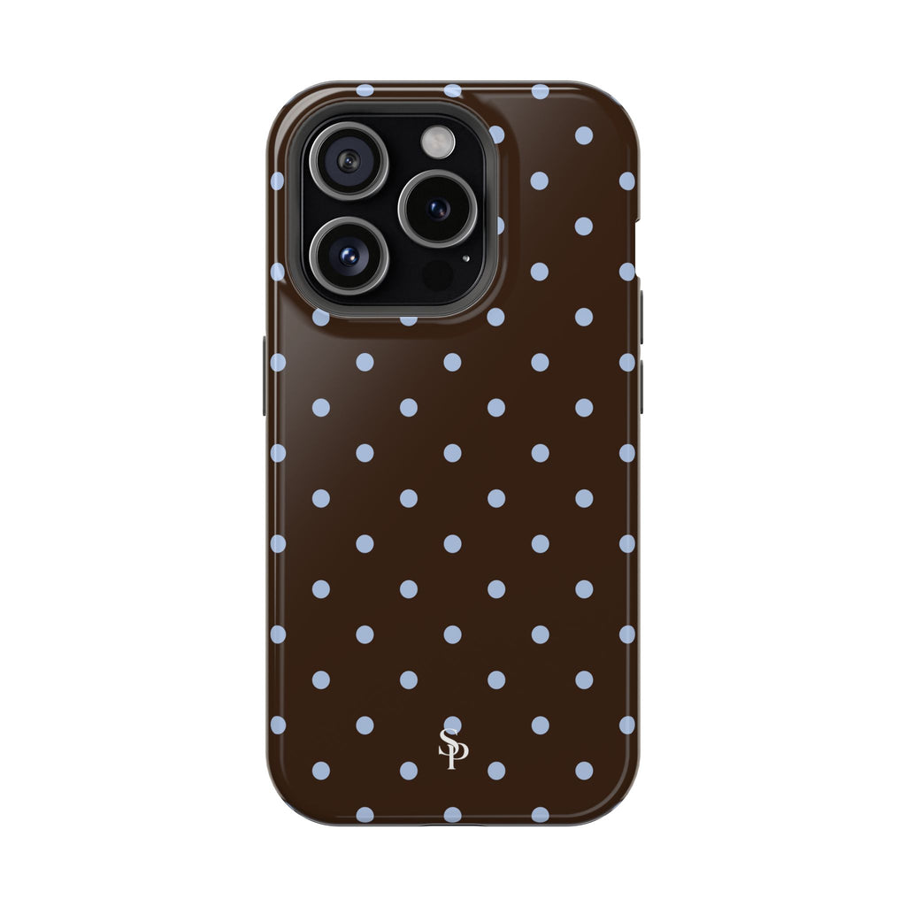Brown & Light Blue Polka Dot Magnetic Phone Case