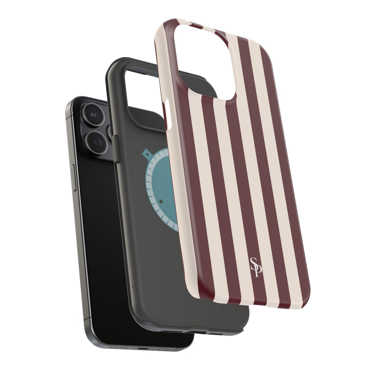 Burgundy Striped Magnetic Phone Case