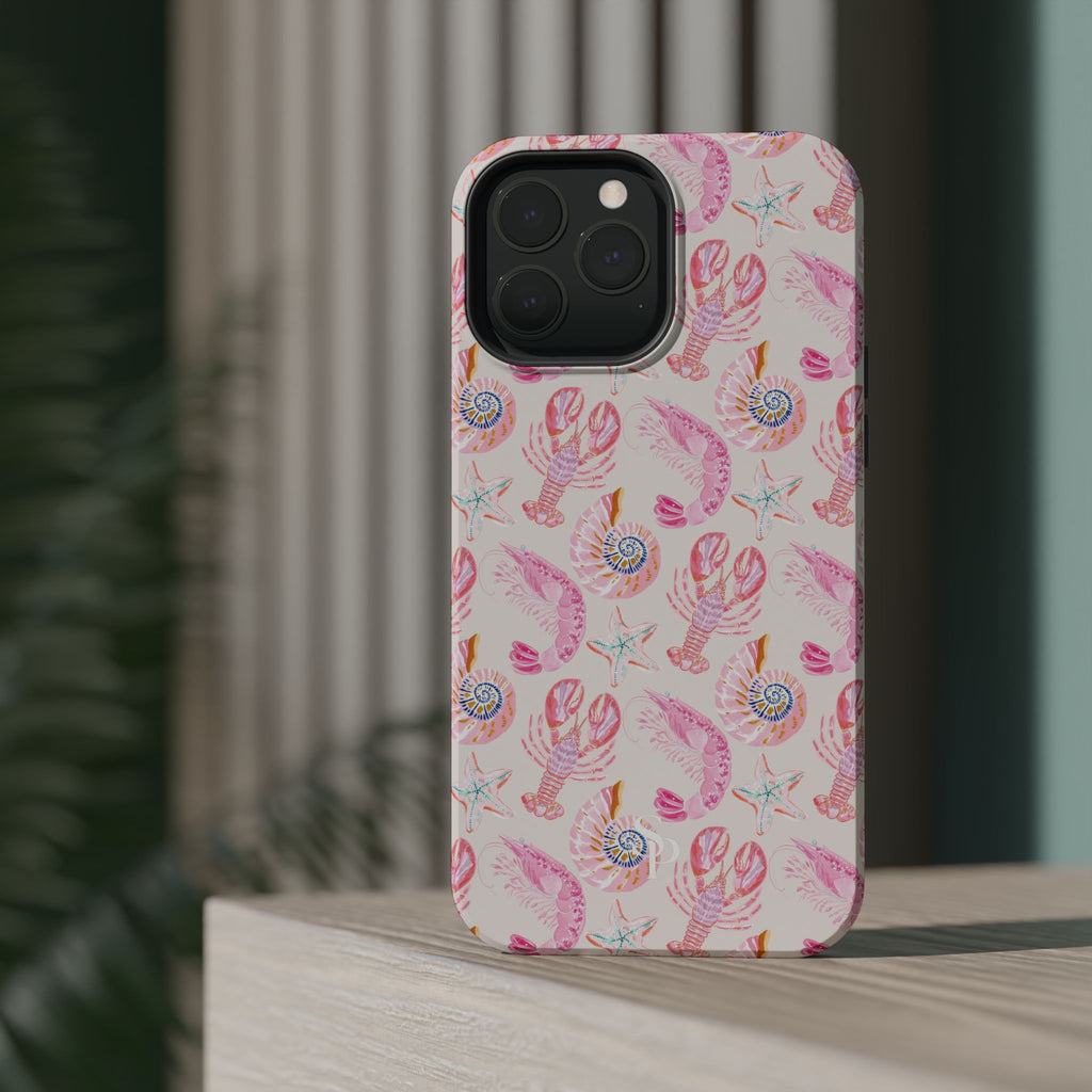 Pink Coastal Shell & Lobster Magnetic Impact-Resistant Phone Case
