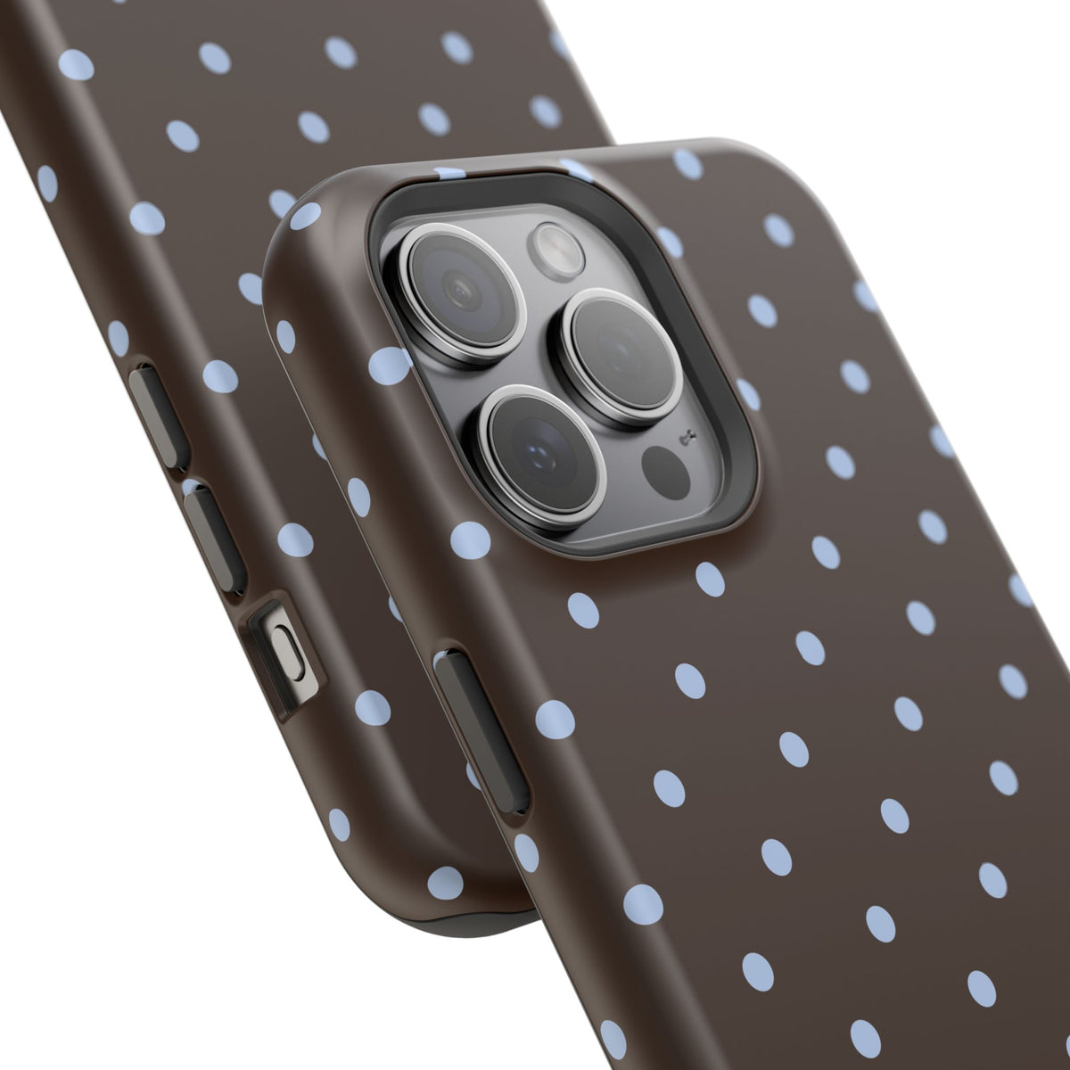 Brown & Light Blue Polka Dot Magnetic Phone Case