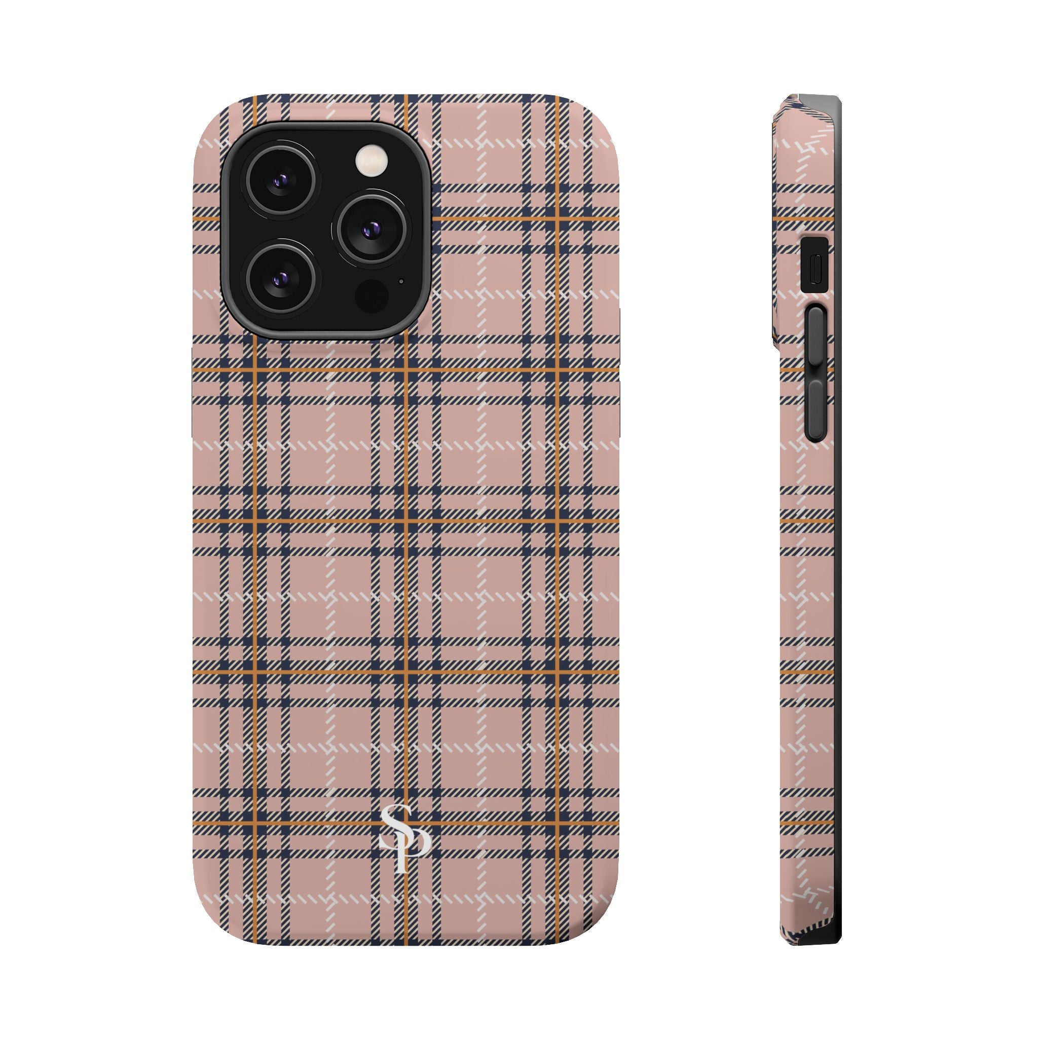 Pink Plaid Magnetic Impact-Resistant Phone Case
