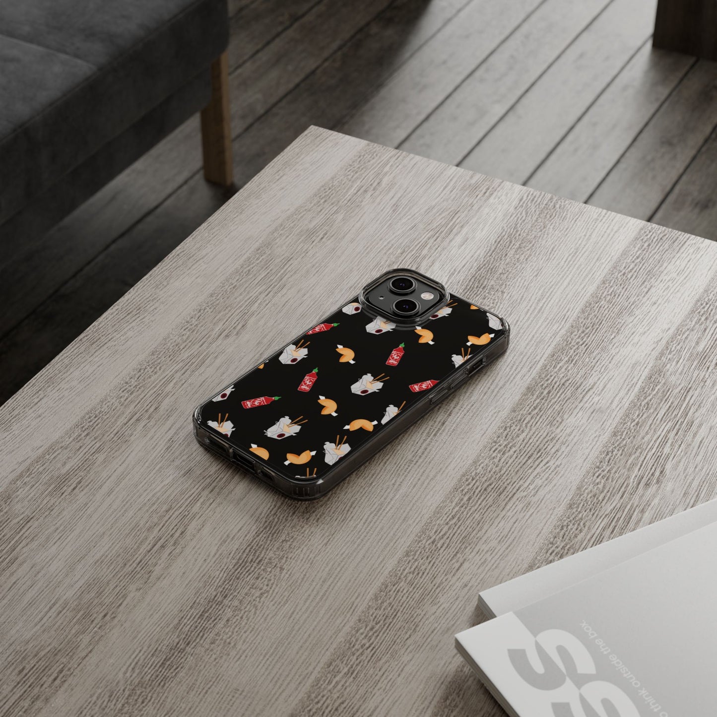 Take Out Food Pattern Clear Phone Case for Food Lovers