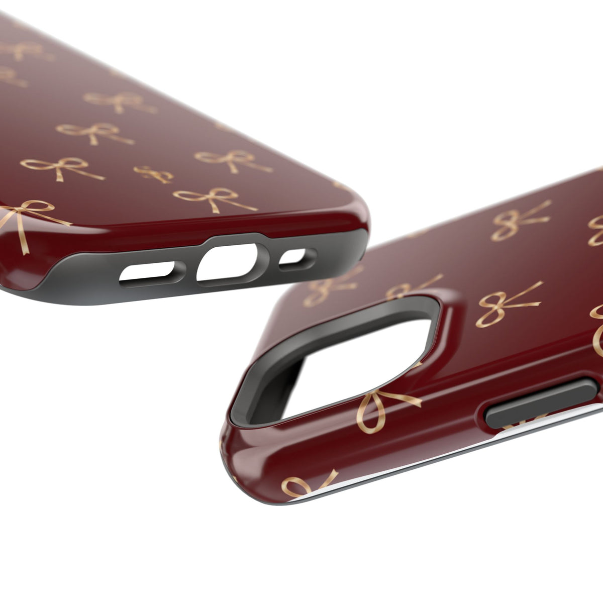 Burgundy Festive Gold Bow Magnetic Phone Case
