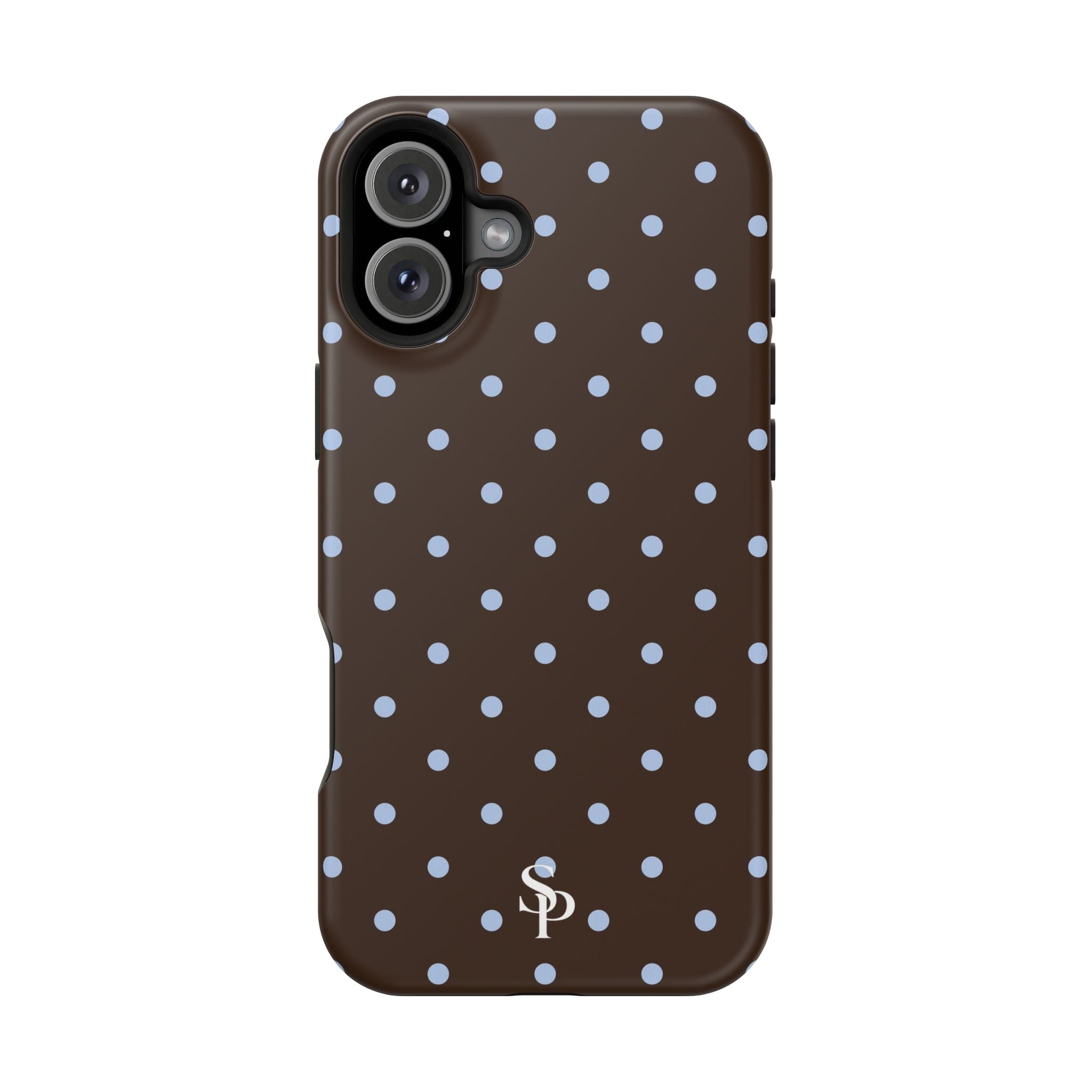 Brown & Light Blue Polka Dot Magnetic Phone Case