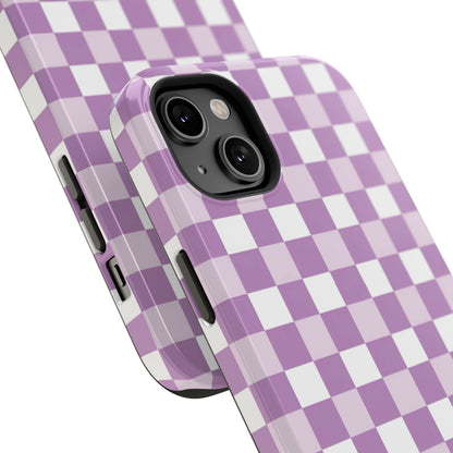 Purple Checkerboard Impact-Resistant Phone Case