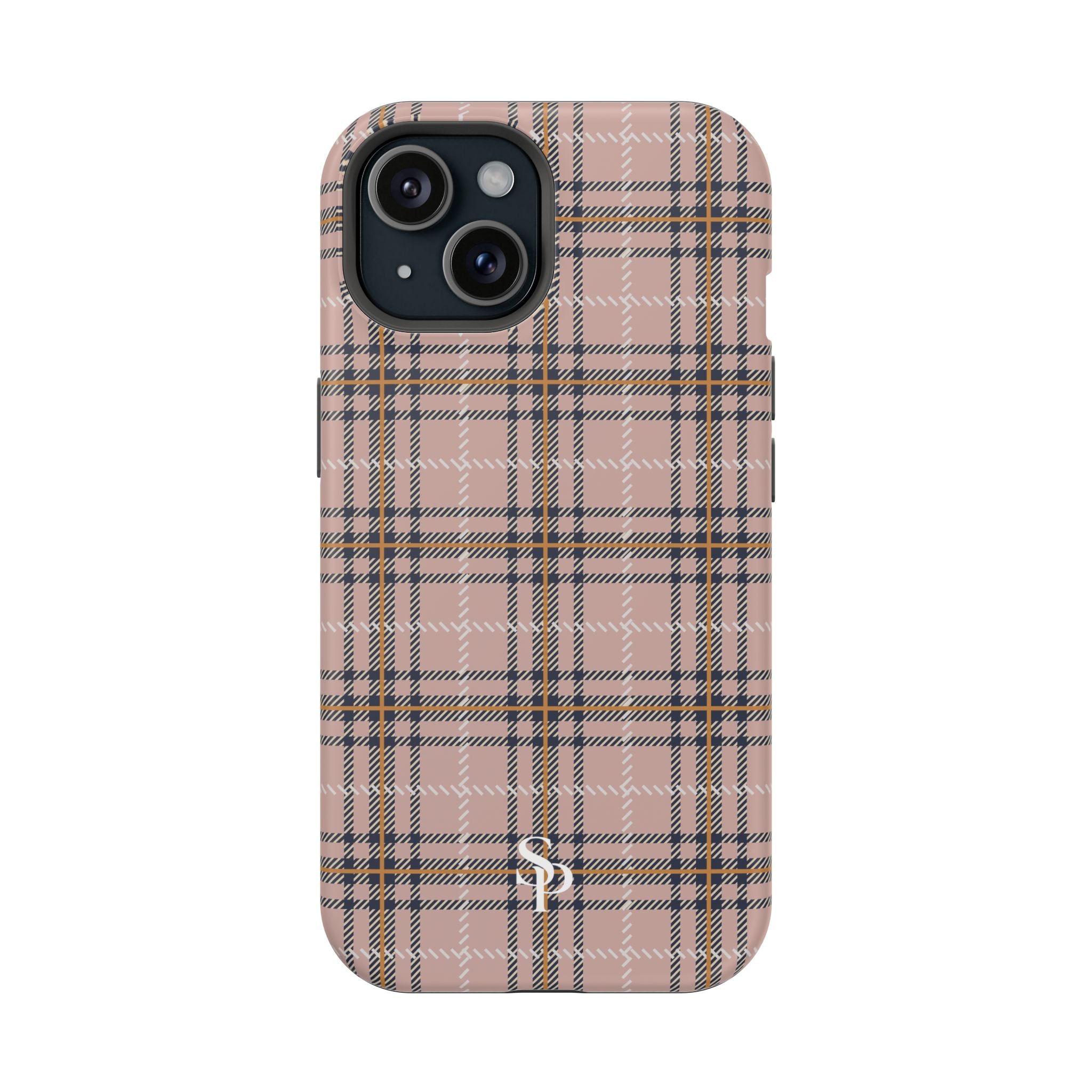 Pink Plaid Magnetic Impact-Resistant Phone Case