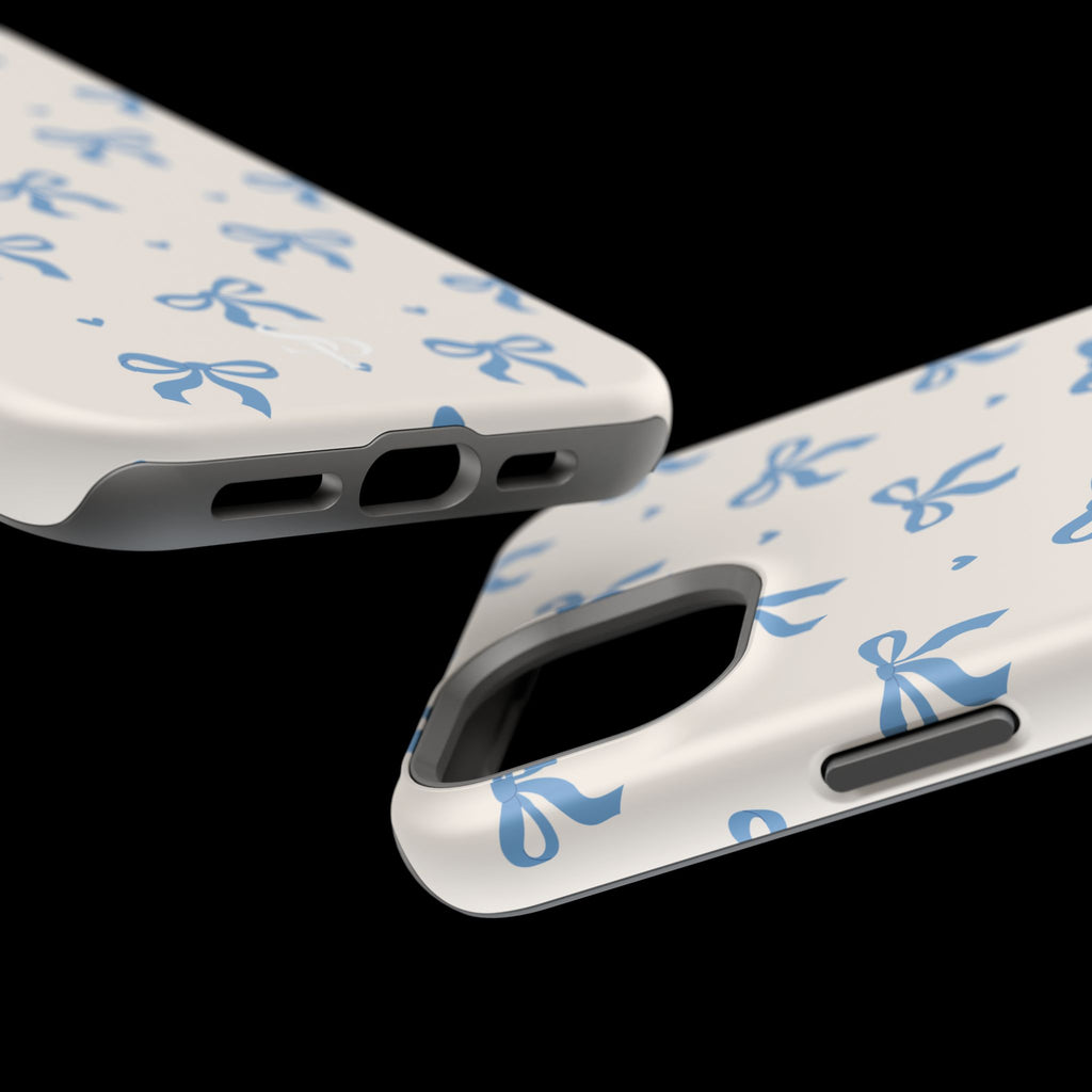 Blue Bow with Small Blue Hearts Magnetic Tough Case