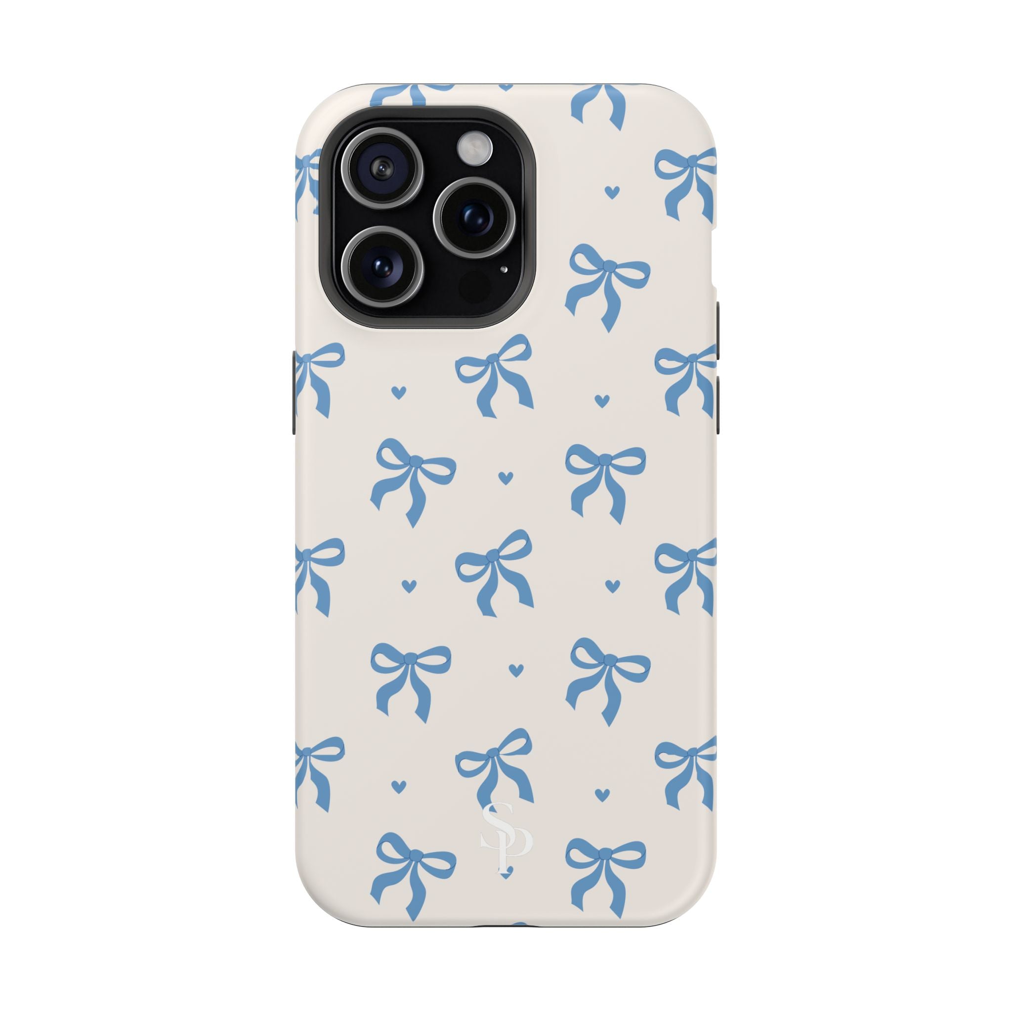Blue Bow with Small Blue Hearts Magnetic Tough Case