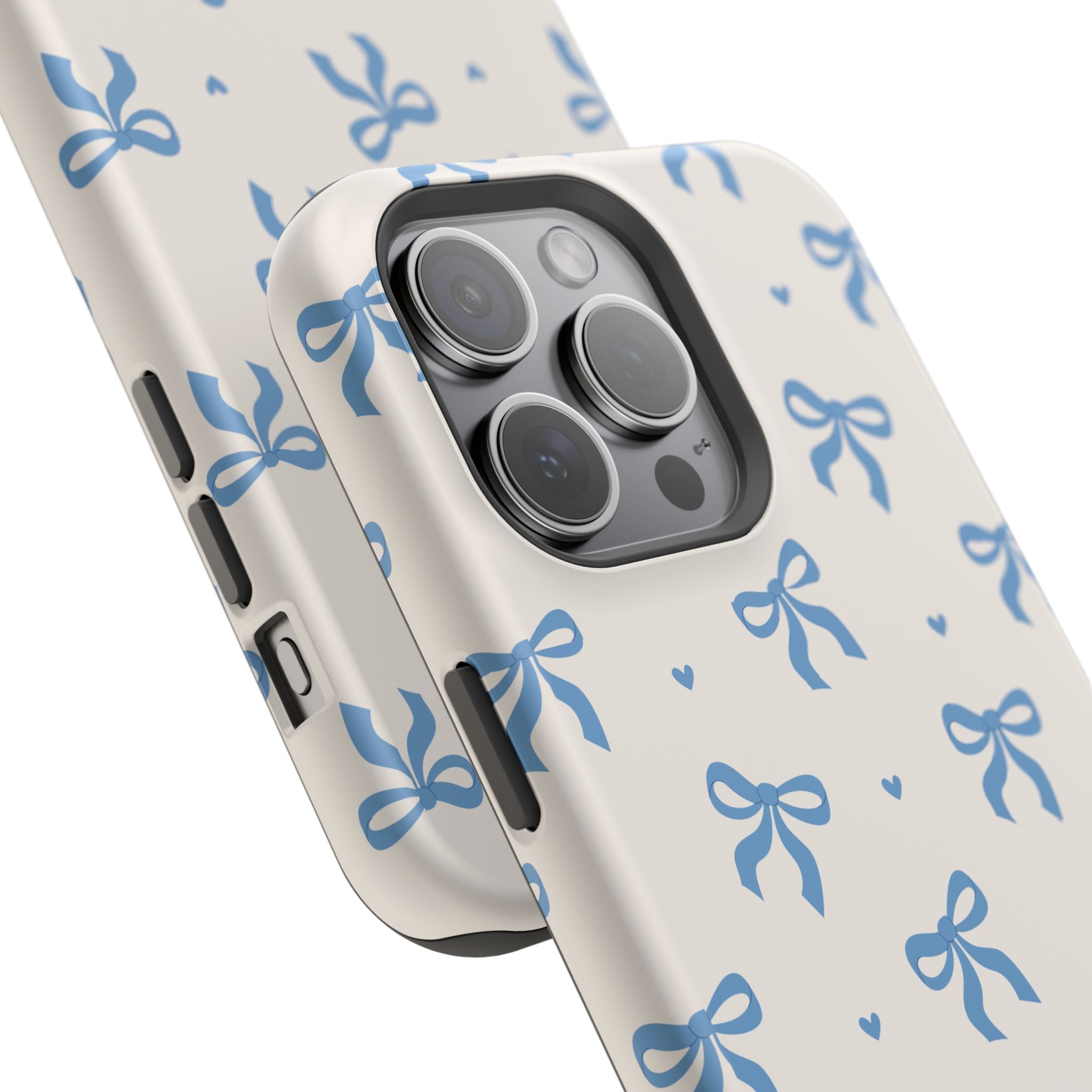 Blue Bow with Small Blue Hearts Magnetic Tough Case