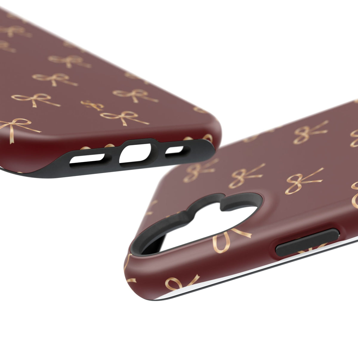 Burgundy Festive Gold Bow Magnetic Phone Case