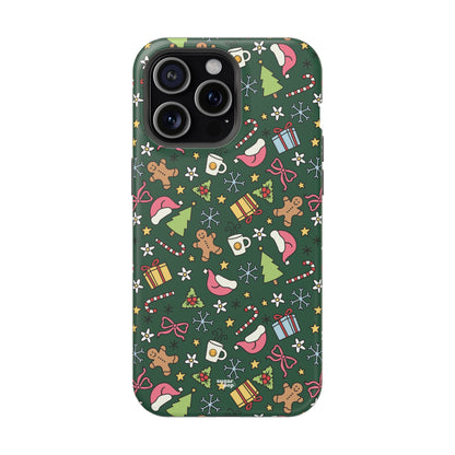 Green Festive Holiday Phone Case - Impact-Resistant Design for Christmas Cheer