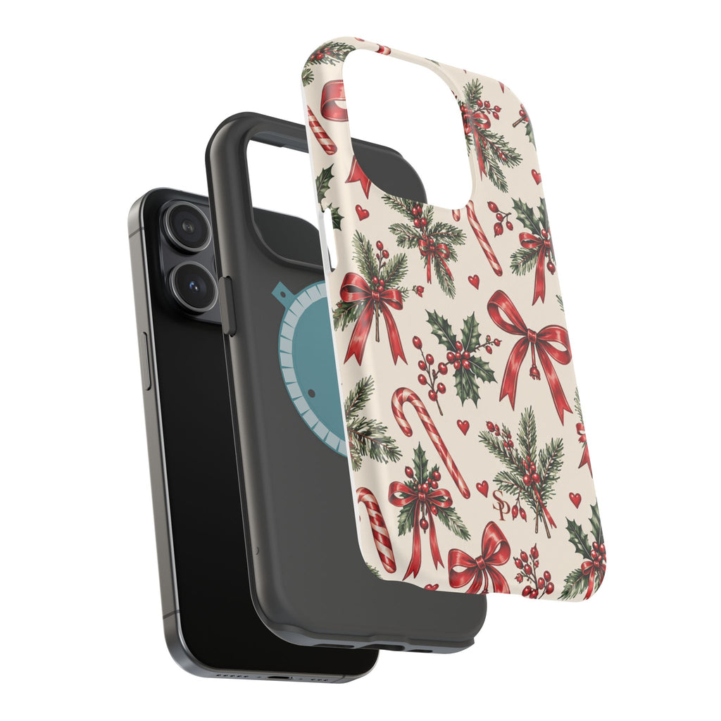 Christmas Candy Cane & Bow Magnetic Phone Case